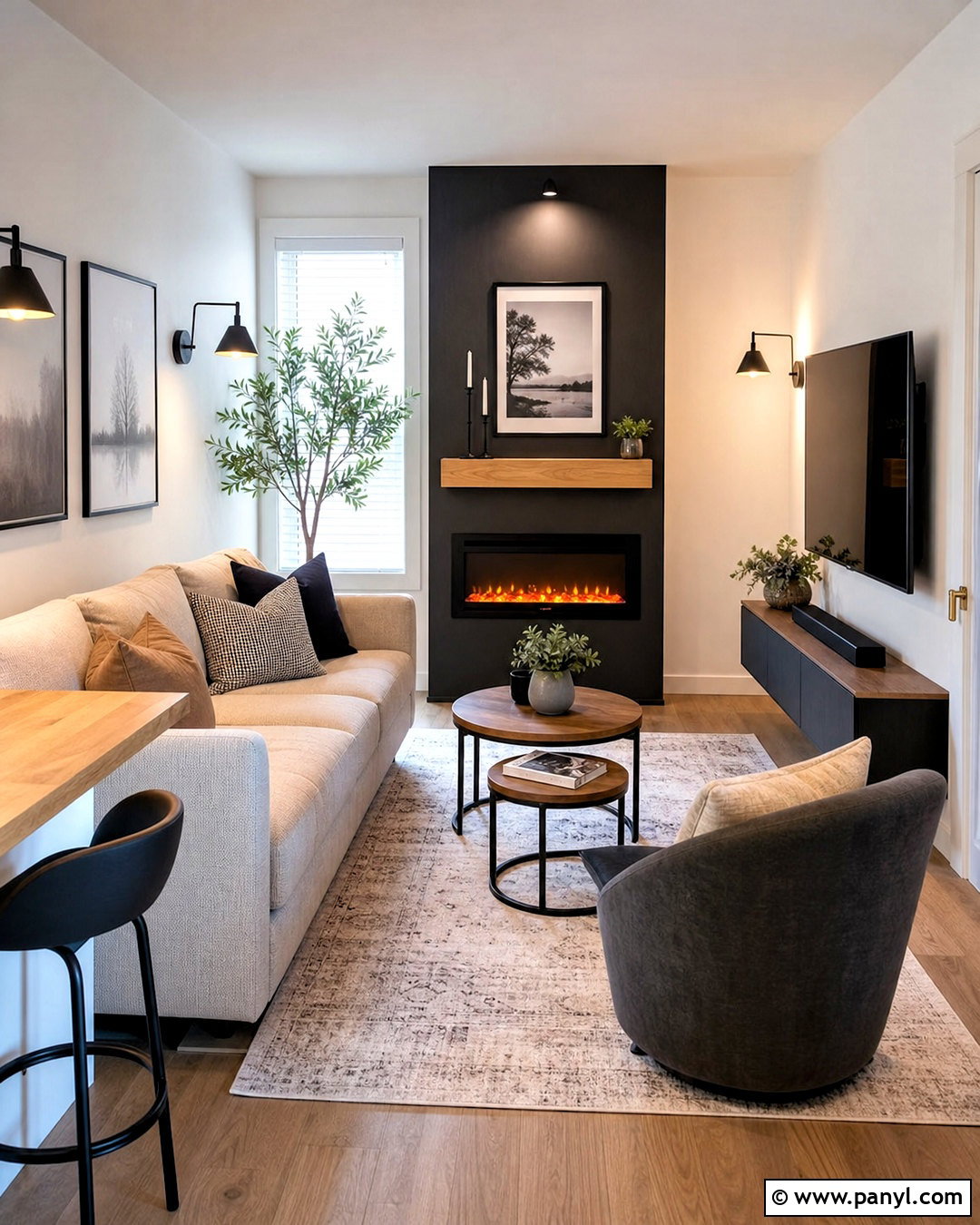 Black Electric Fireplace In A Small Apartment - 20 living room with black fireplace ideas