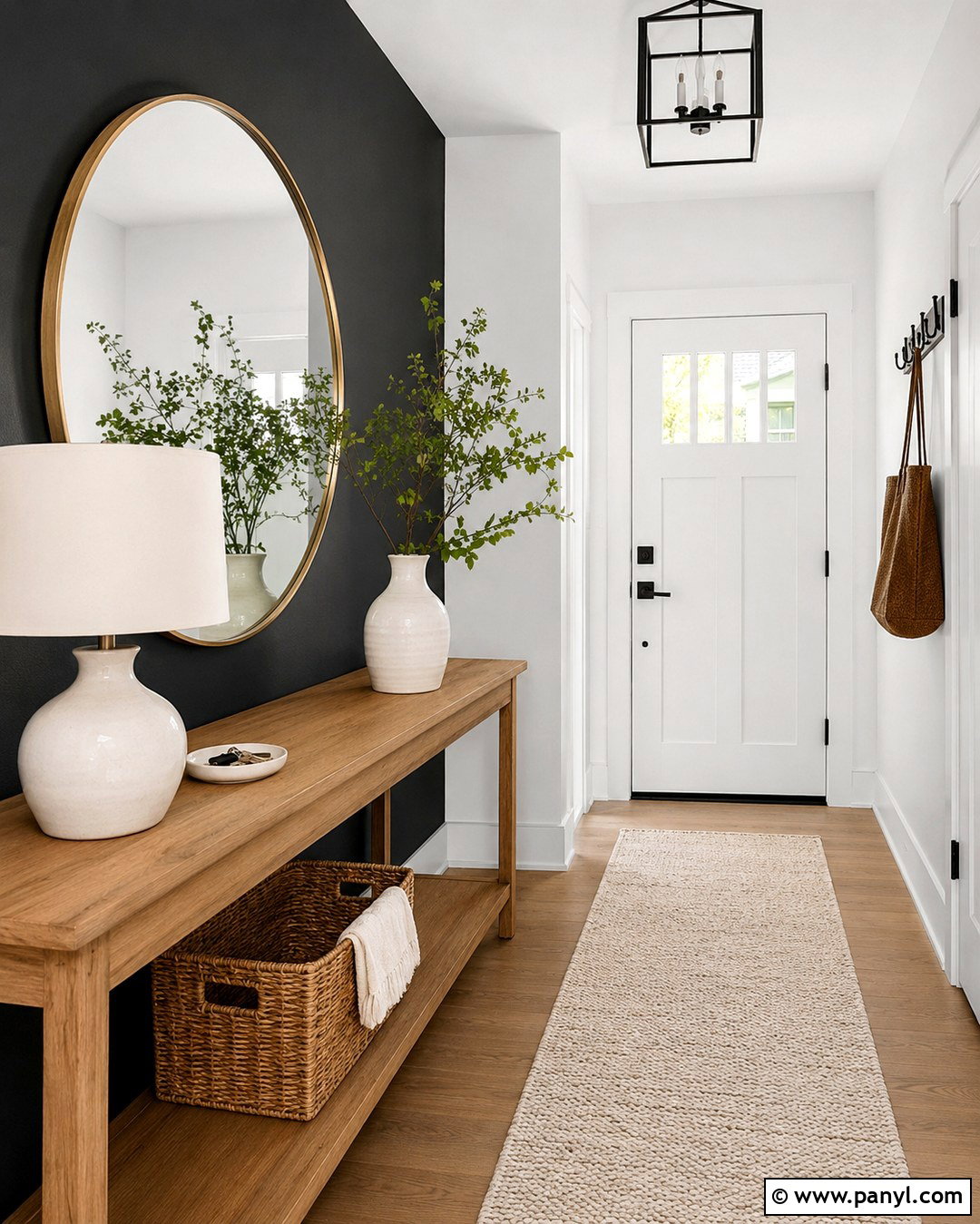 Black Entryway Wall - 20 White Room With One Black Wall Ideas