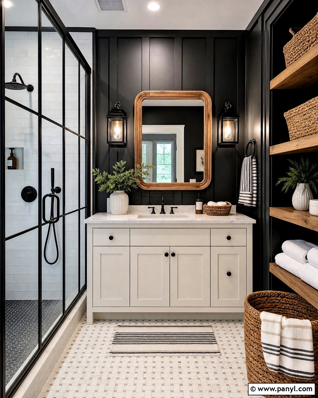 Black Farmhouse Bathroom - 20 black bathroom design ideas