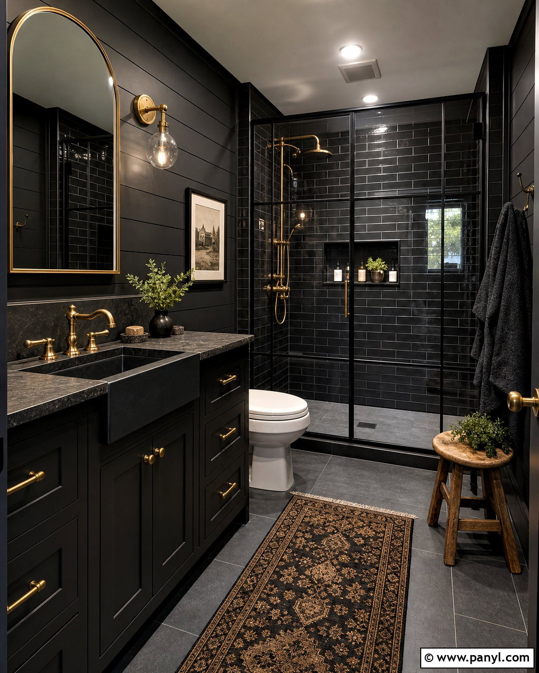Black Farmhouse Bathroom - 20 all black bathroom ideas