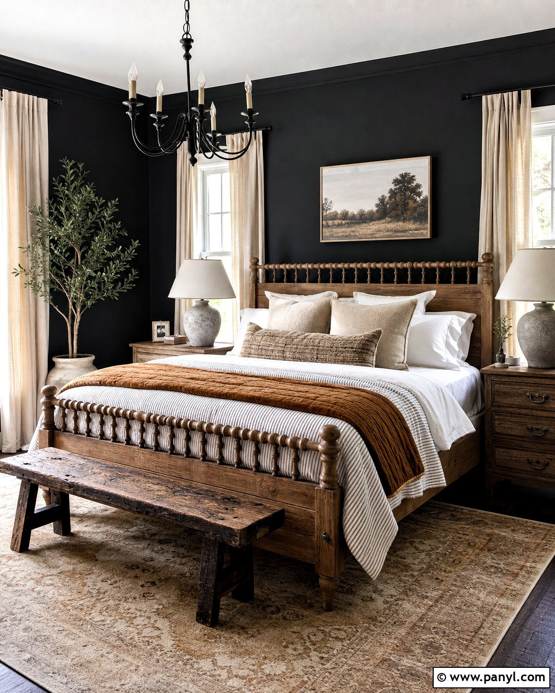 Black Farmhouse Bedroom - 20 black painted bedroom ideas