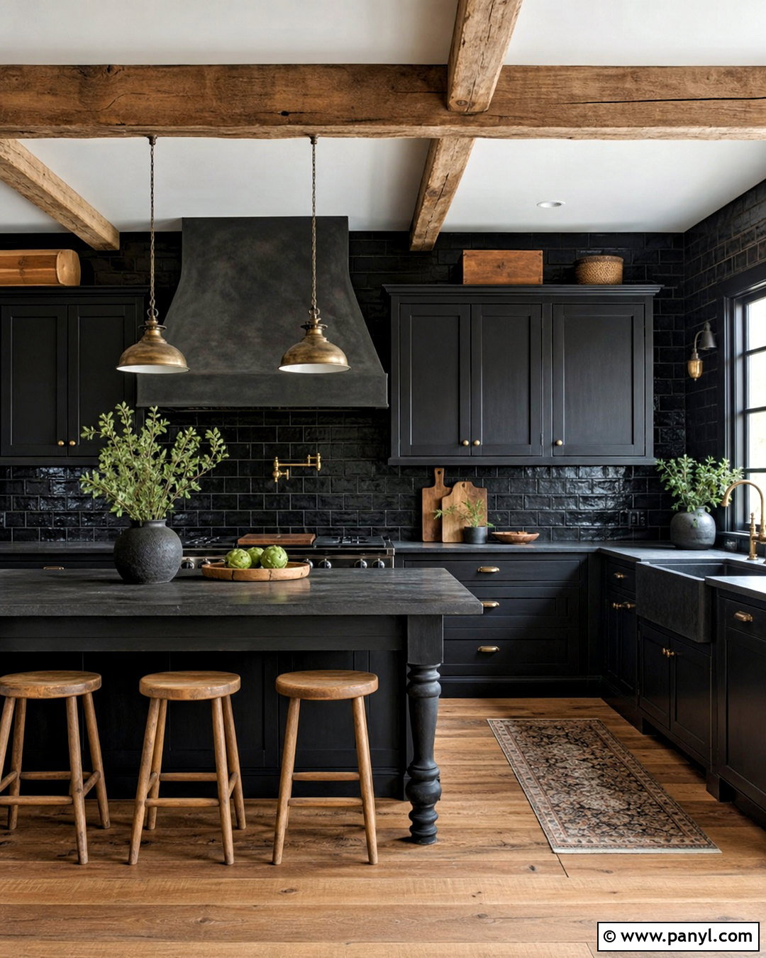 Black Farmhouse Kitchen - 20 all black kitchen ideas