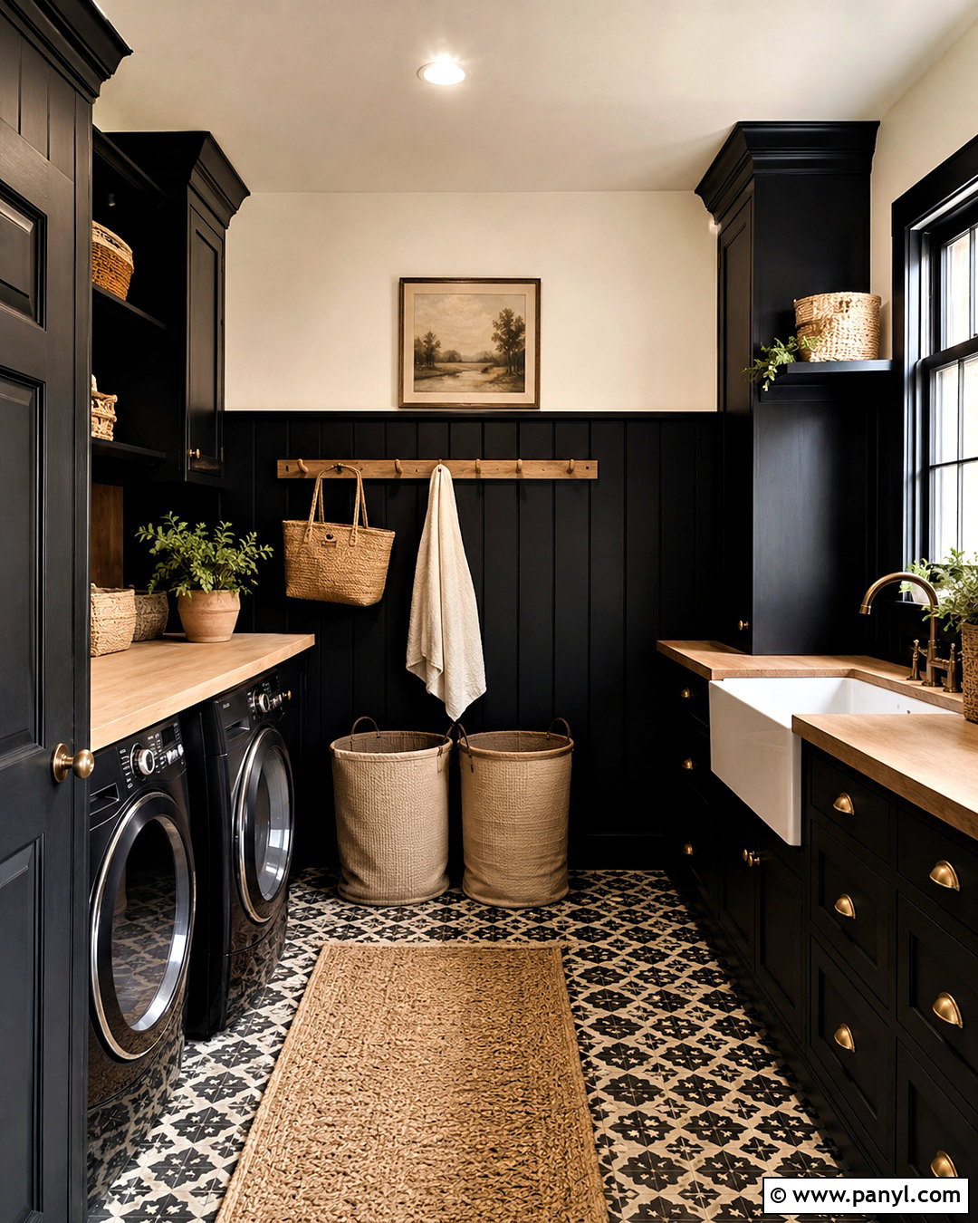 Black Farmhouse Laundry Room - 20 moody laundry room ideas