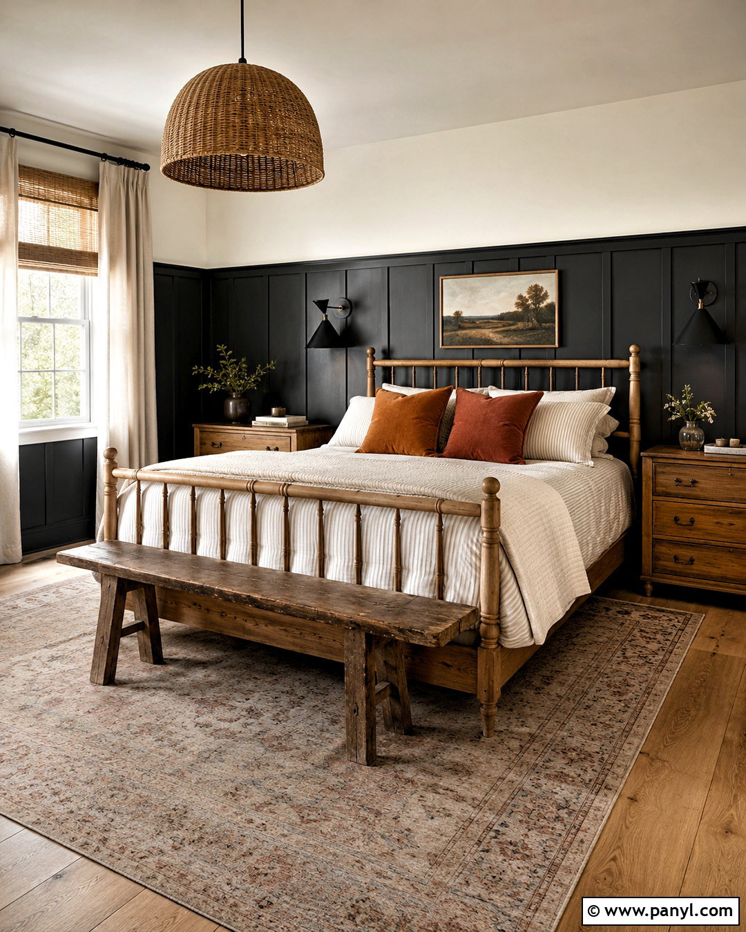 Black Farmhouse Paneled Bedroom - 20 black panelling bedroom ideas