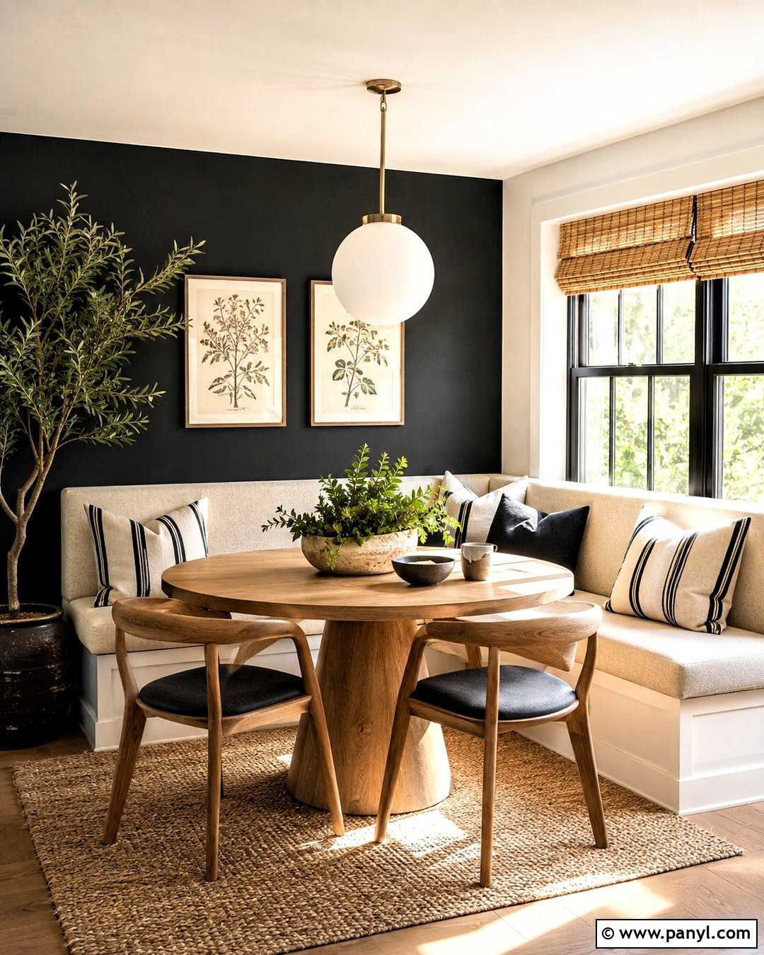 Black Feature Wall Breakfast Nook - 40 Black Feature Wall Ideas