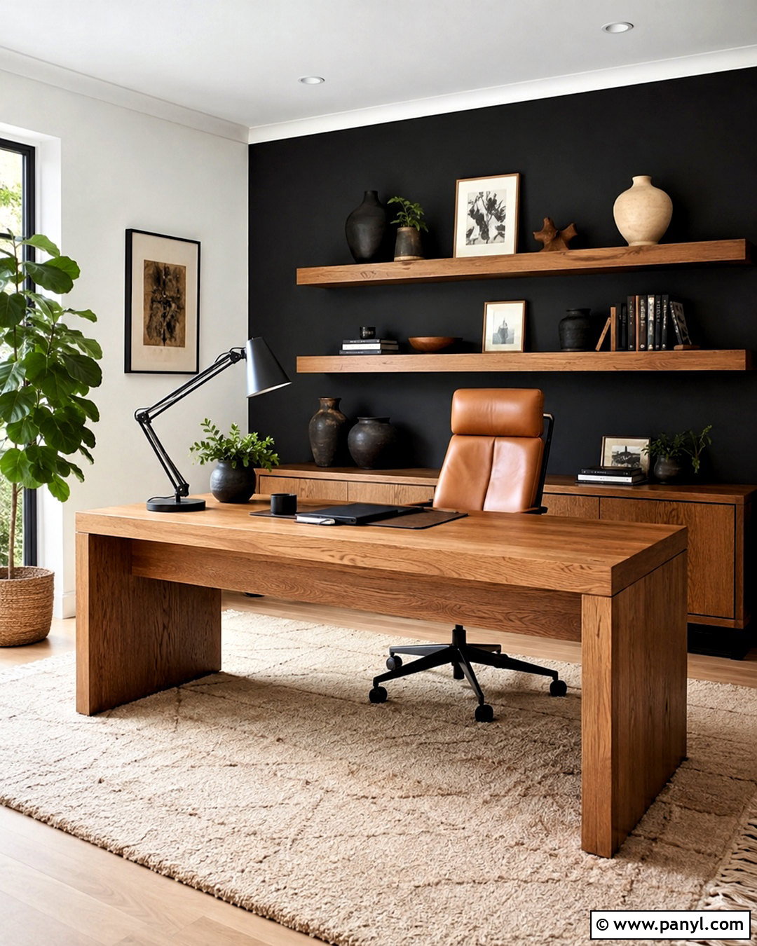 Black Feature Wall Home Office - 40 Black Feature Wall Ideas