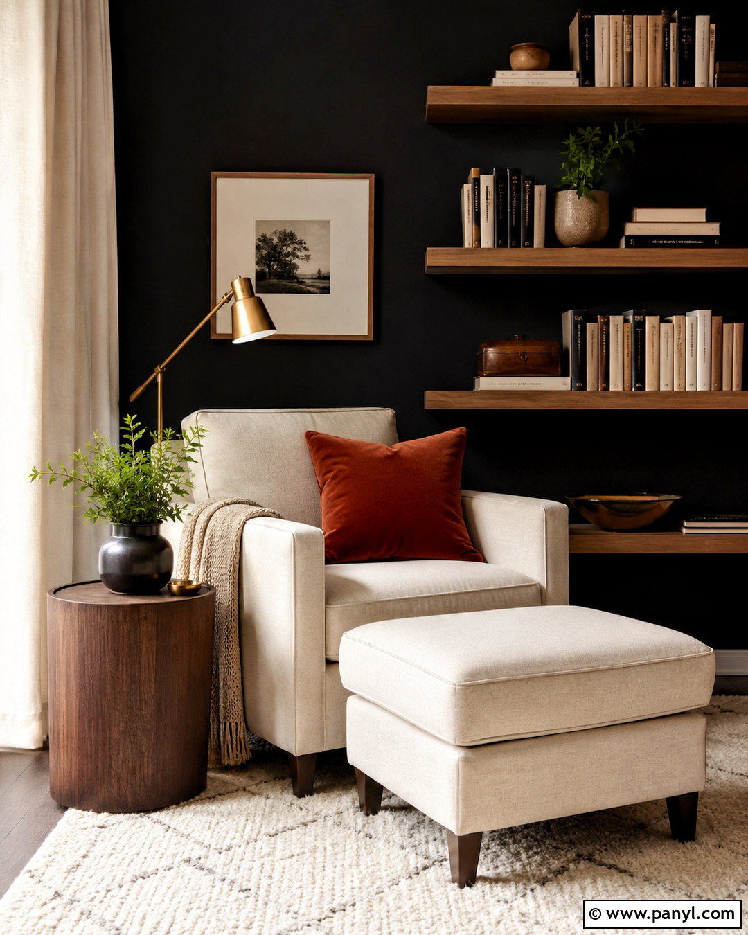 Black Feature Wall Reading Nook - 40 Black Feature Wall Ideas
