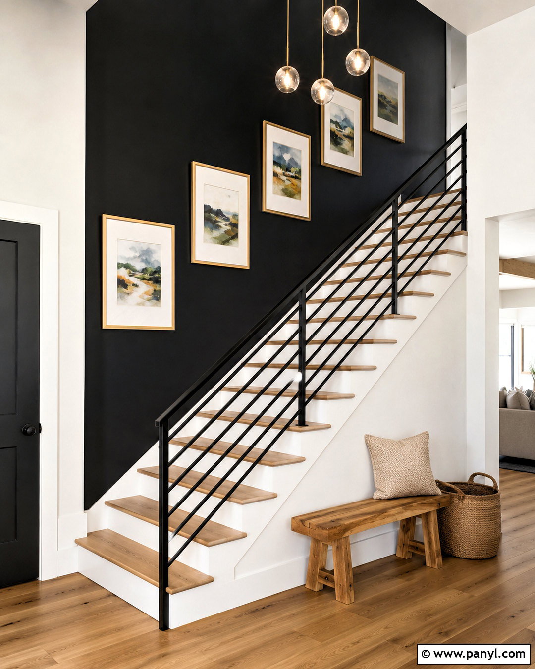 Black Feature Wall Staircase - 40 Black Feature Wall Ideas