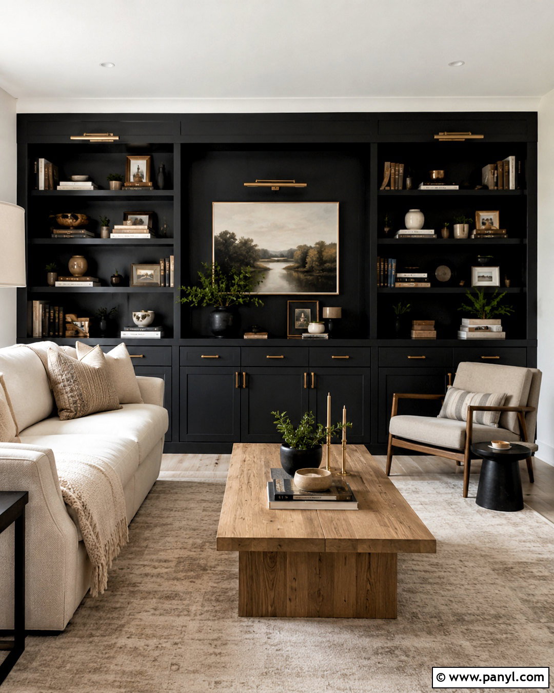 Black Feature Wall With Built In Shelves - 40 Black Feature Wall Ideas