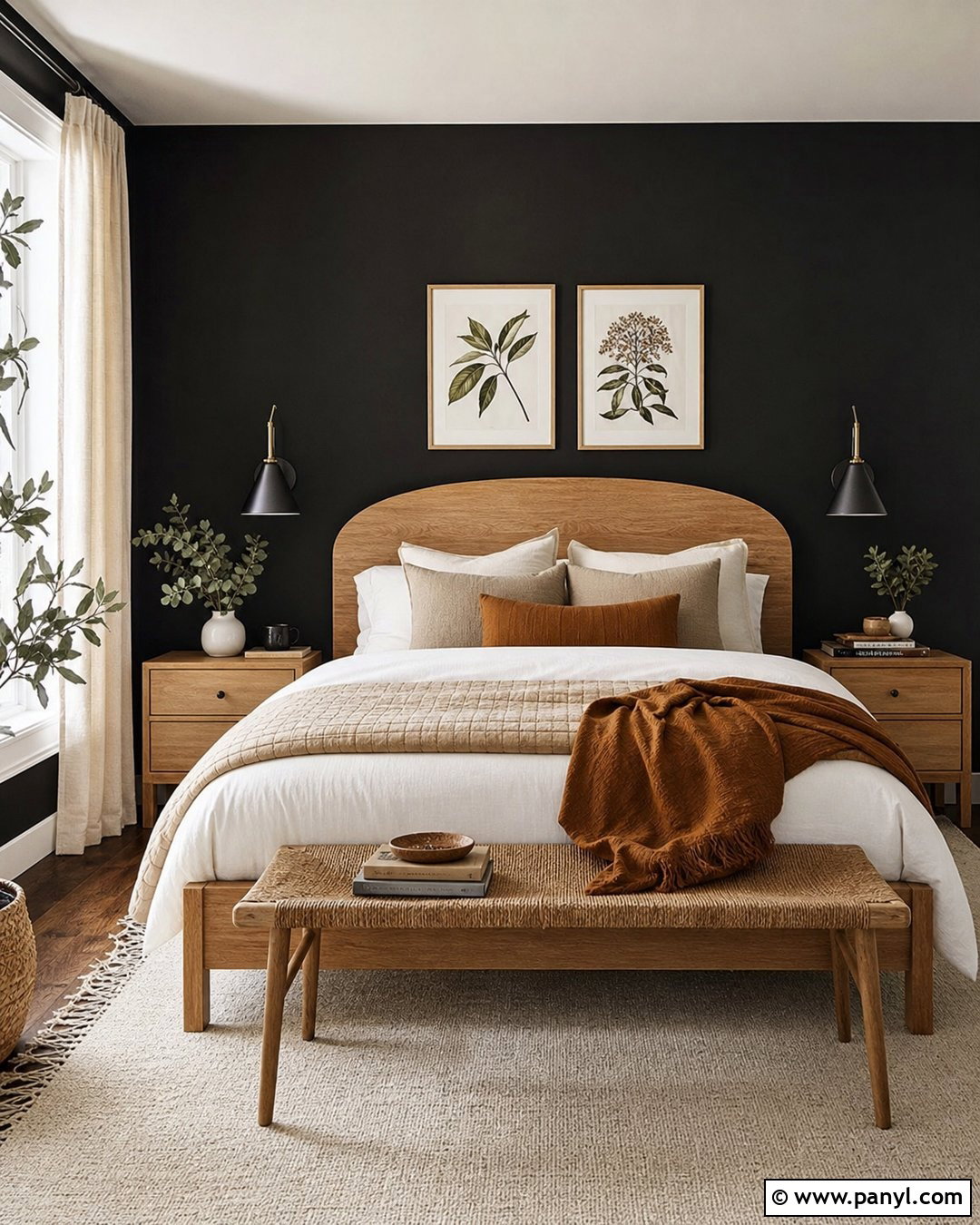 Black Feature Wall With Oak Bed - 35 black feature wall bedroom ideas
