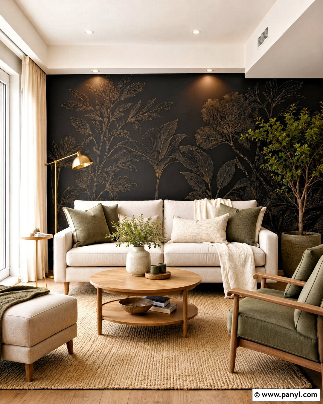 Black Feature Wall With Wallpaper - 40 Black Feature Wall Ideas