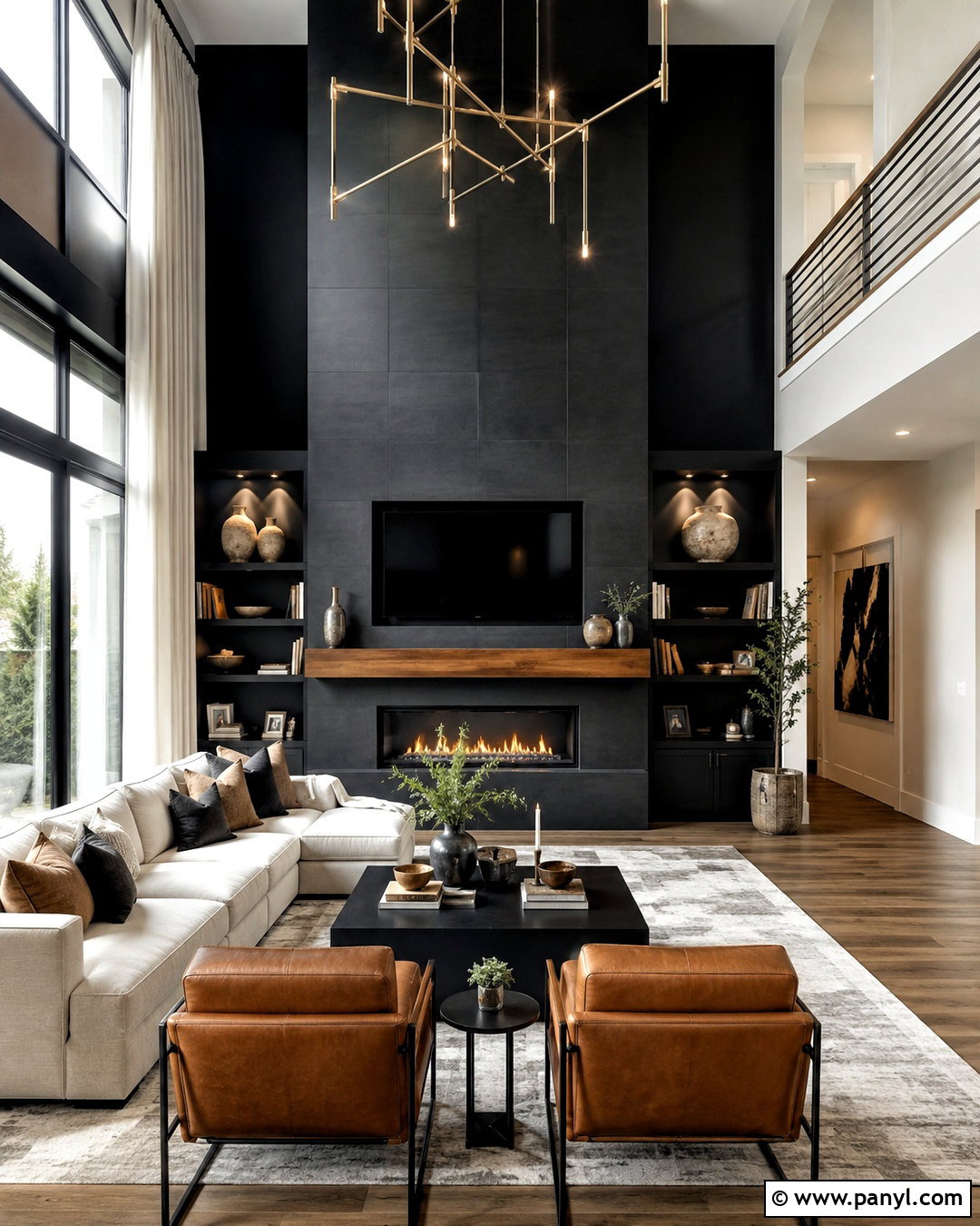 Black Fireplace Accent Wall - 35 tall accent wall high ceilings