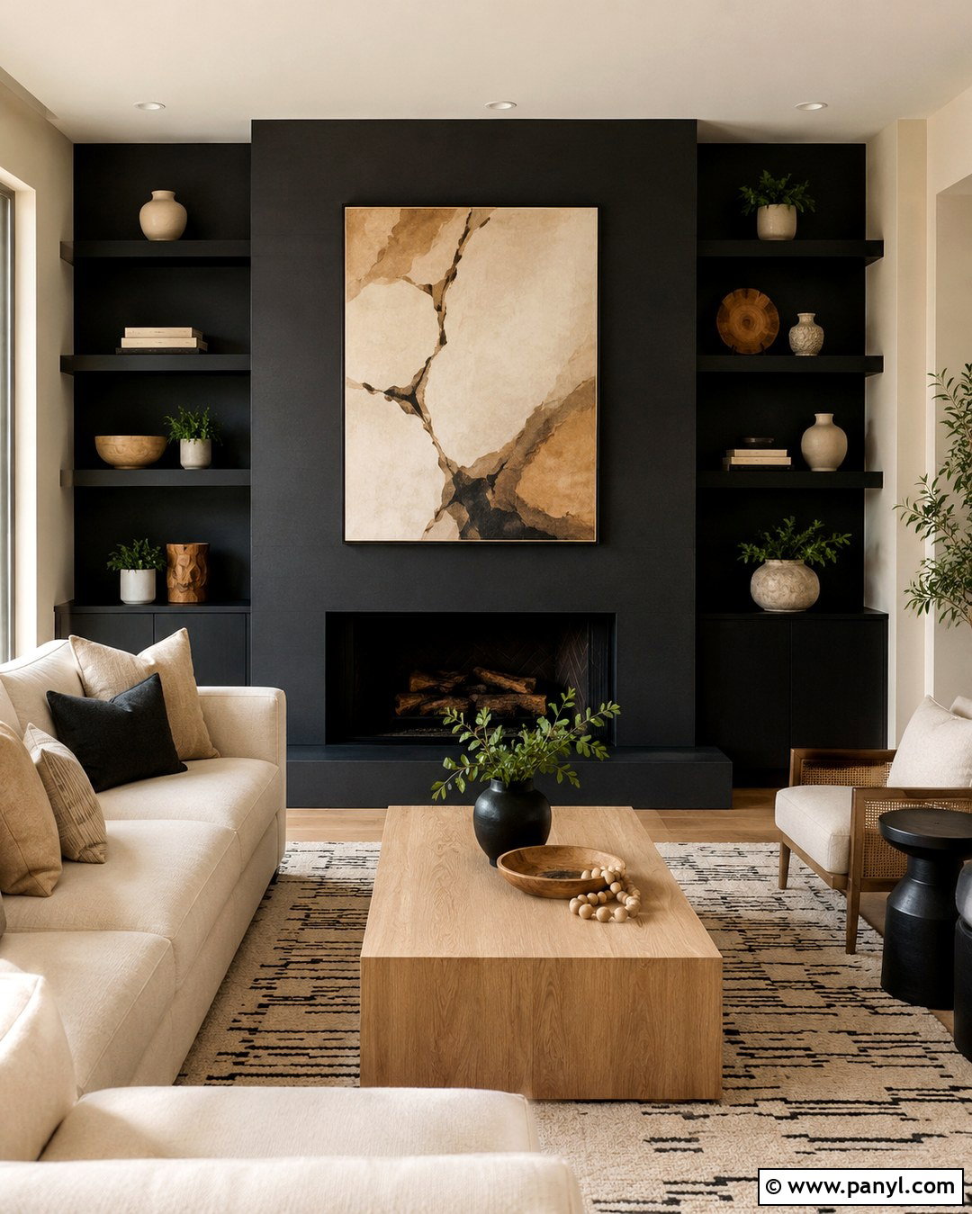 Black Fireplace Accent Wall With Cream Walls - 20 Accent Wall With Cream Walls