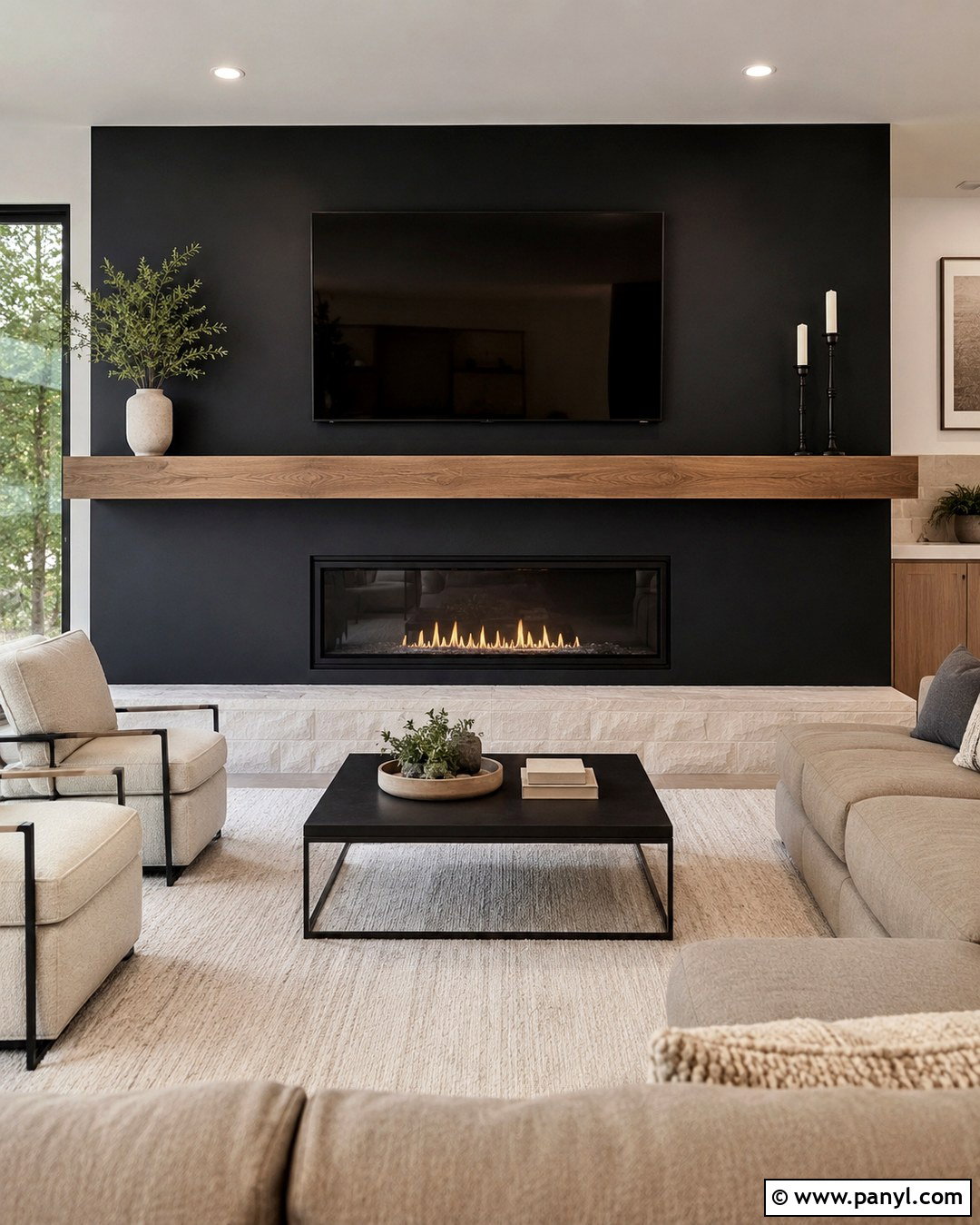 Black Fireplace And TV Wall - 20 Tv Wall Dark Paint Ideas