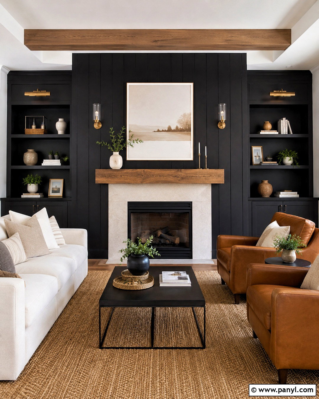 Black Fireplace Feature Wall - 40 Black Feature Wall Ideas