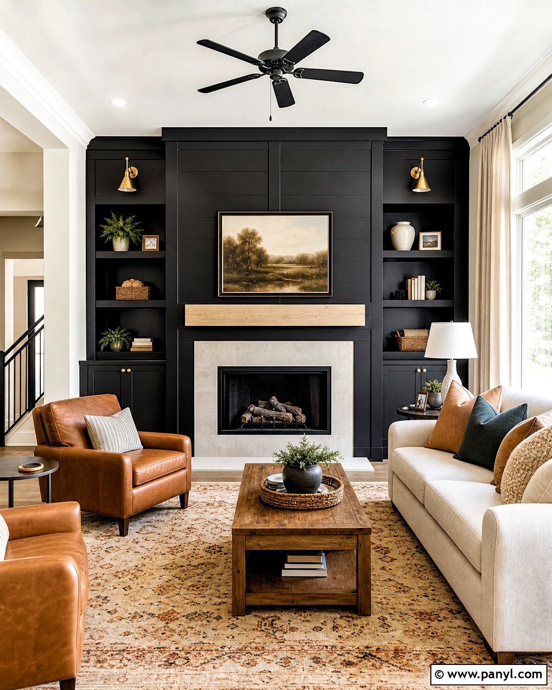 20 Black Feature Wall Living Room Ideas for Modern Homes