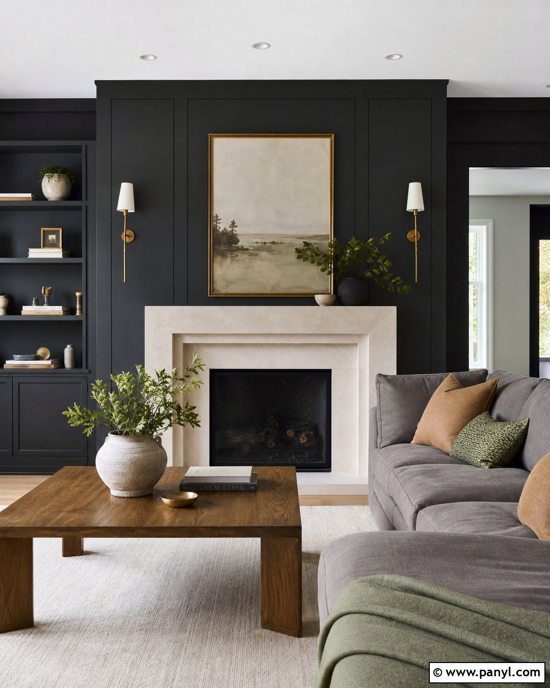 Black Fireplace Feature Wall - 30 Feature Wall Paint Ideas