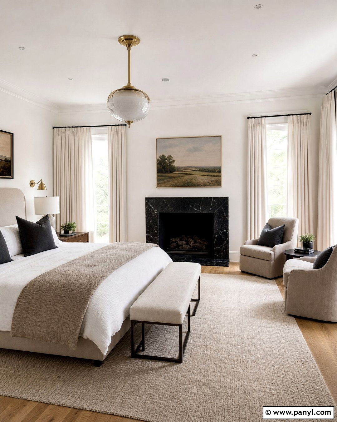 Black Fireplace In A Bedroom - 35 Black Fireplace White Walls