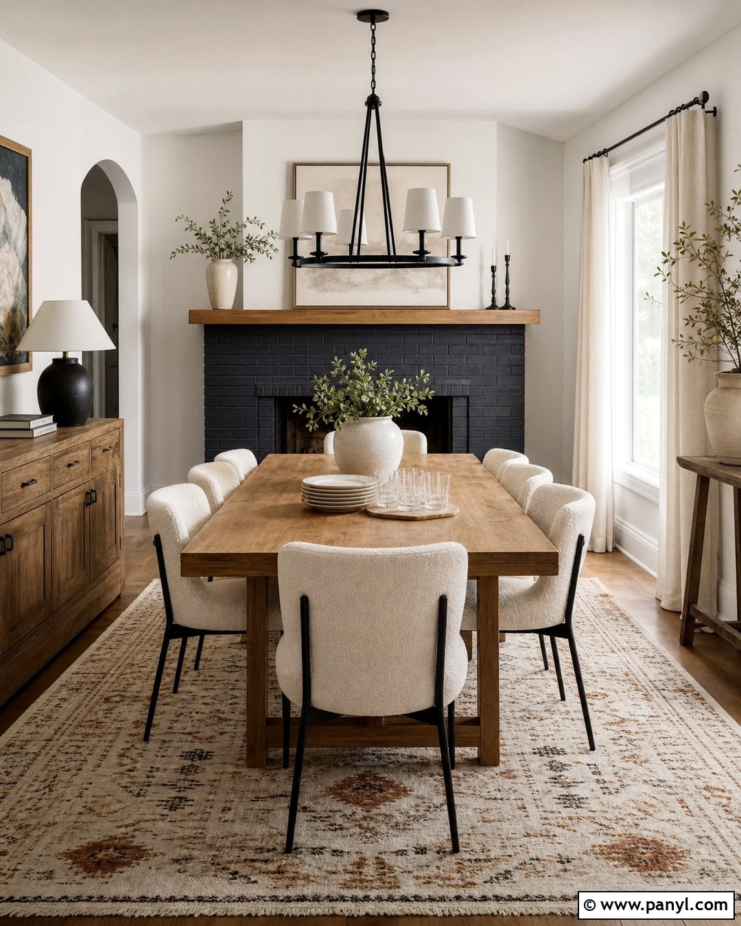 Black Fireplace In A Dining Room - 35 Black Fireplace White Walls