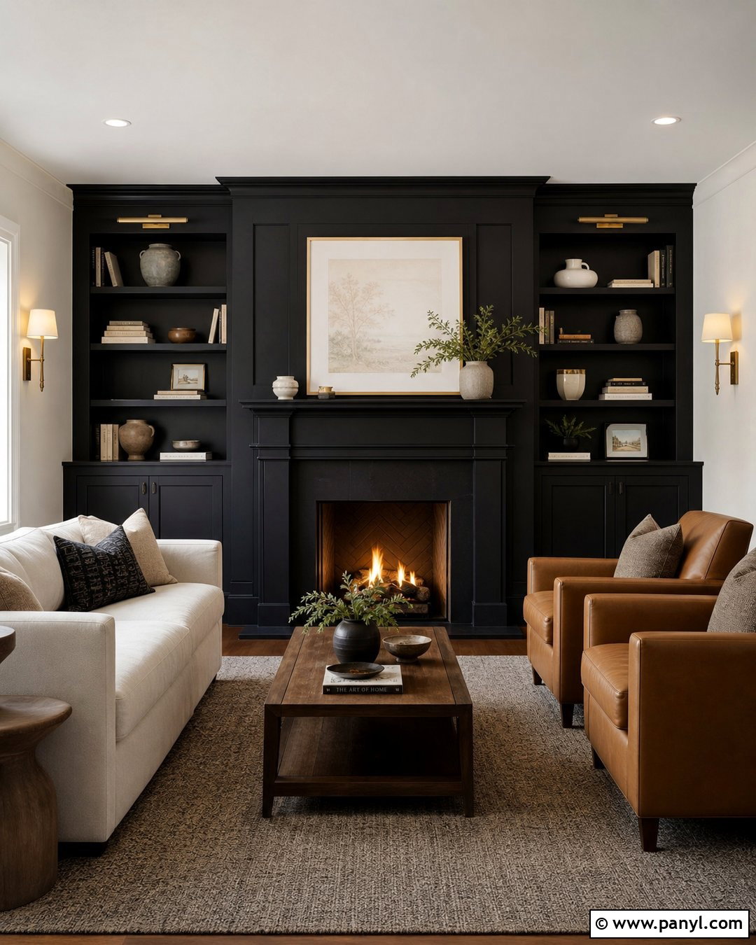 Black Fireplace Living Room - 35 black painted room ideas