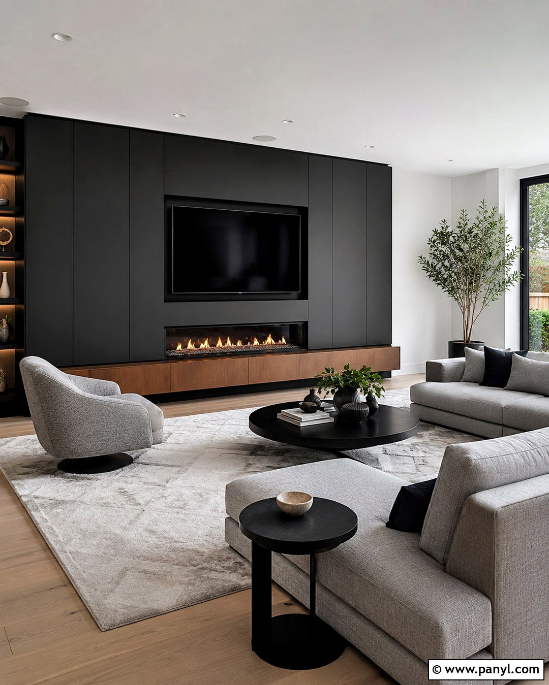 Black Fireplace TV Wall - 20 Black Accent Wall Living Room Fireplaces