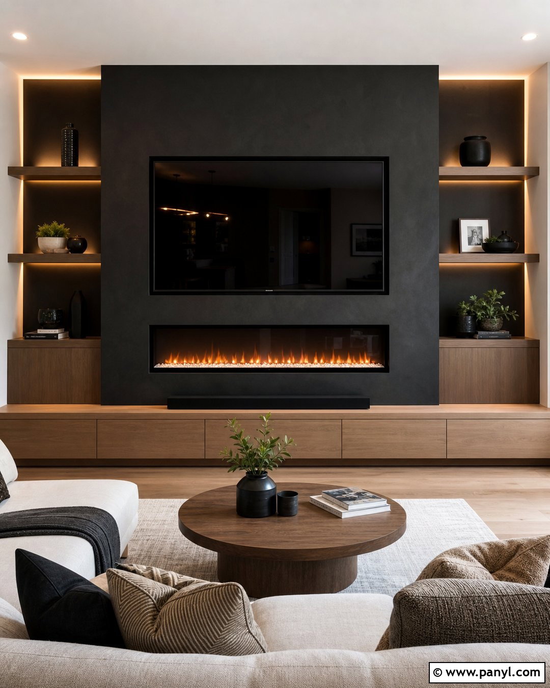 Black Fireplace TV Wall - 20 Black Accent Wall Fireplace Ideas