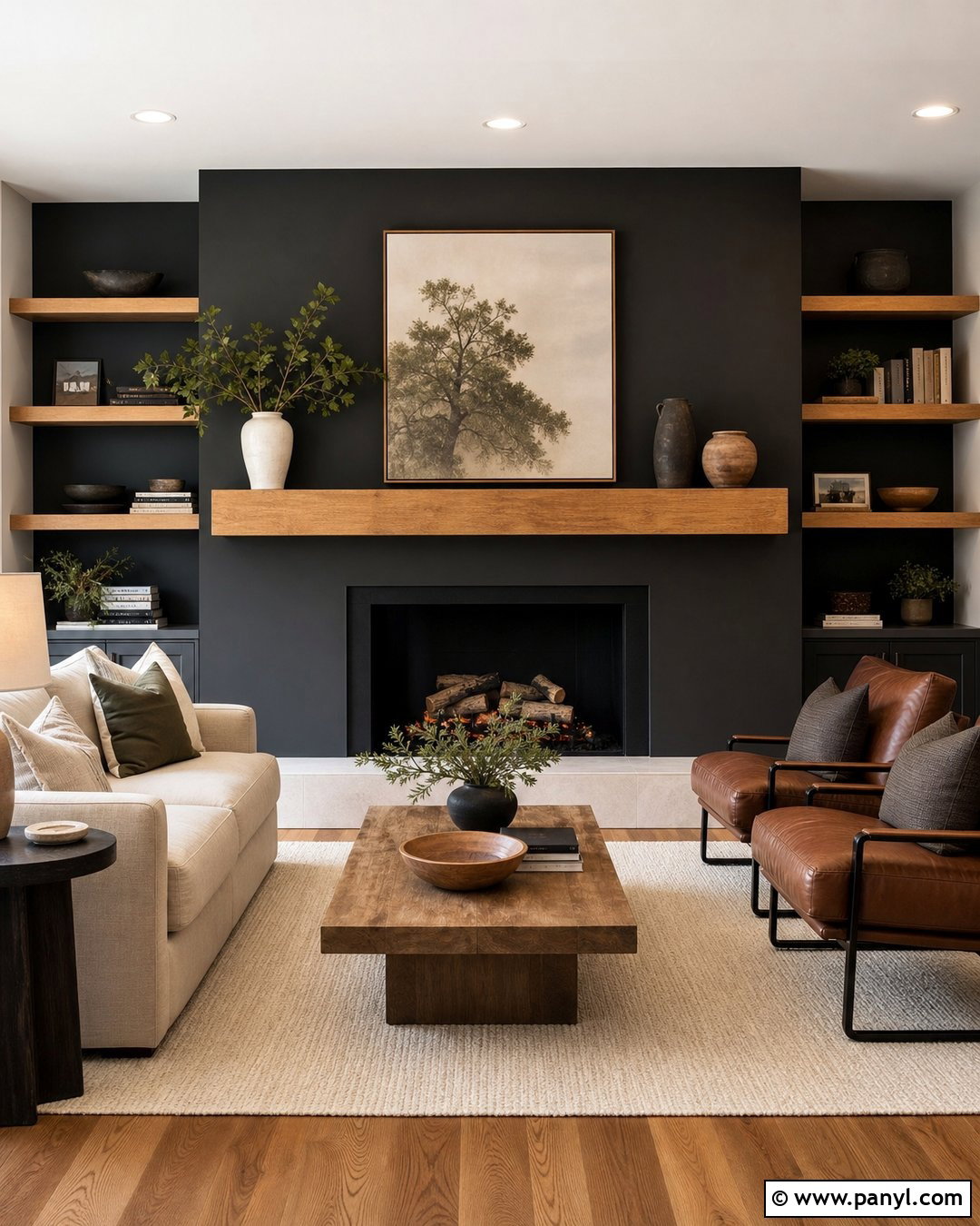 Black Fireplace Wall - 30 Black Wall Paint Ideas