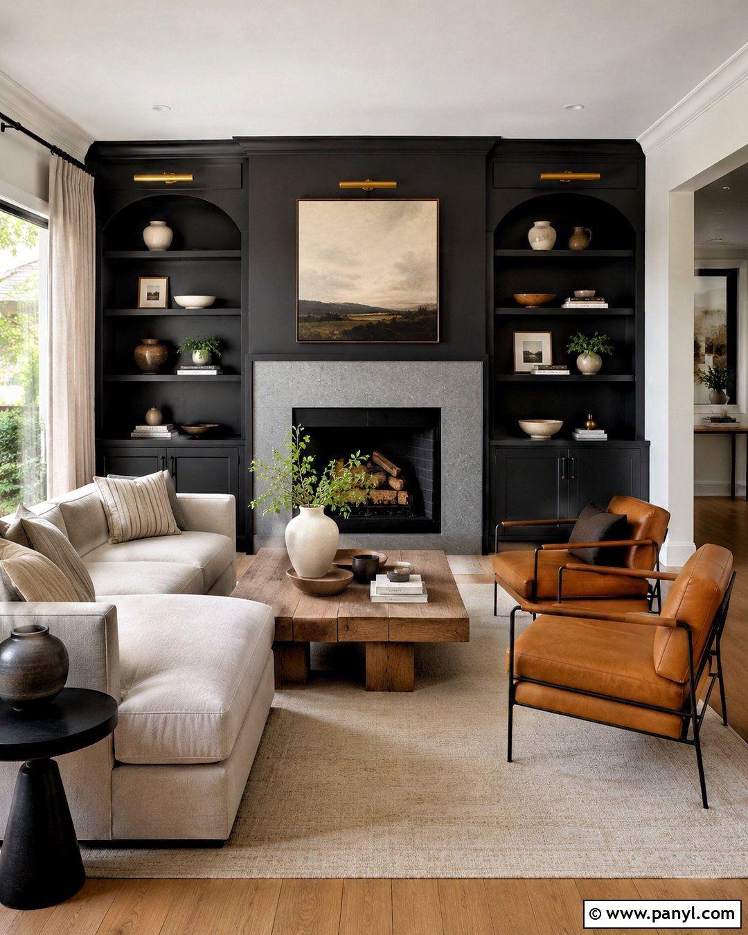 Black Fireplace Wall - 40 Black Painted Walls