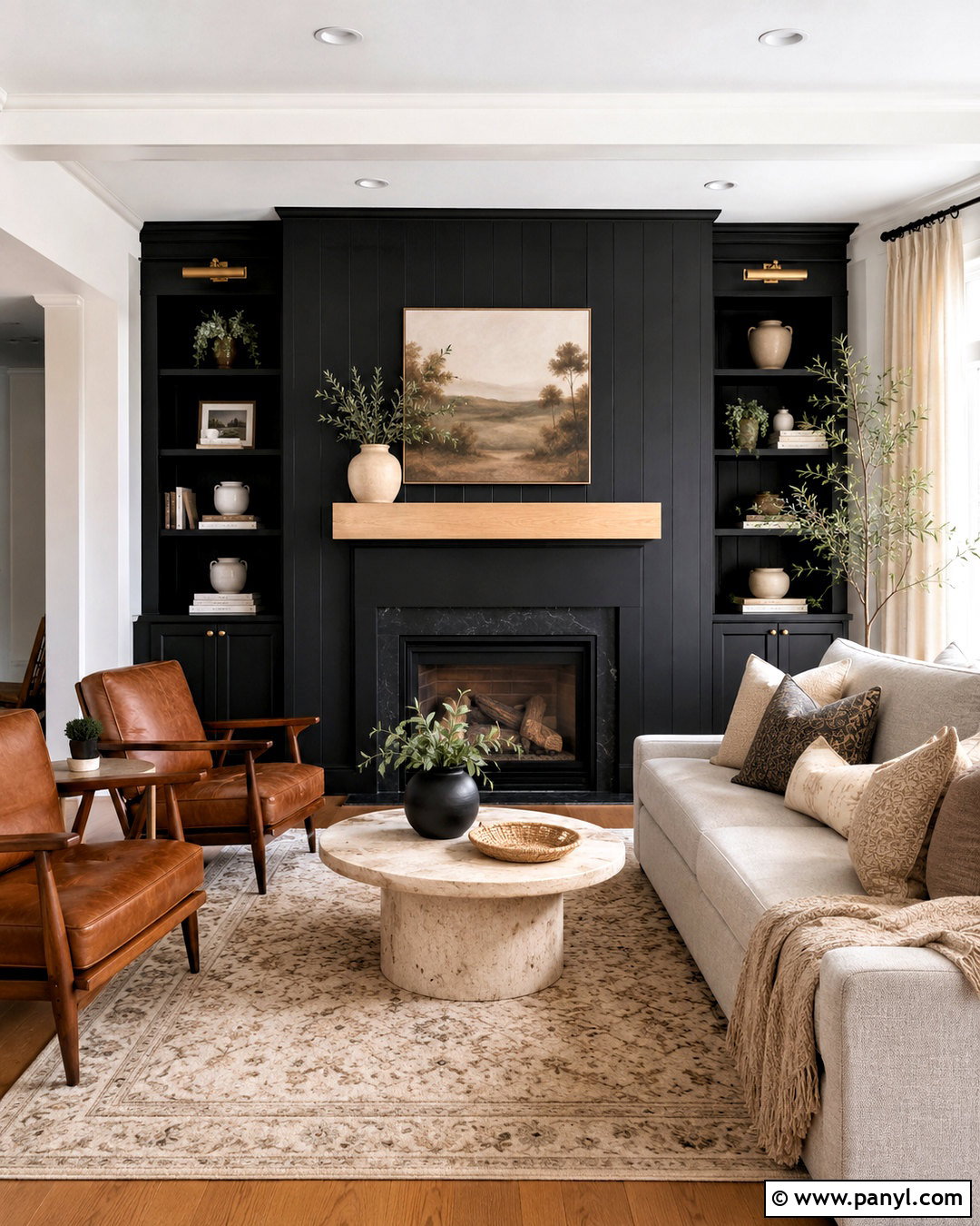 Black Fireplace Wall - 20 black living room wall ideas