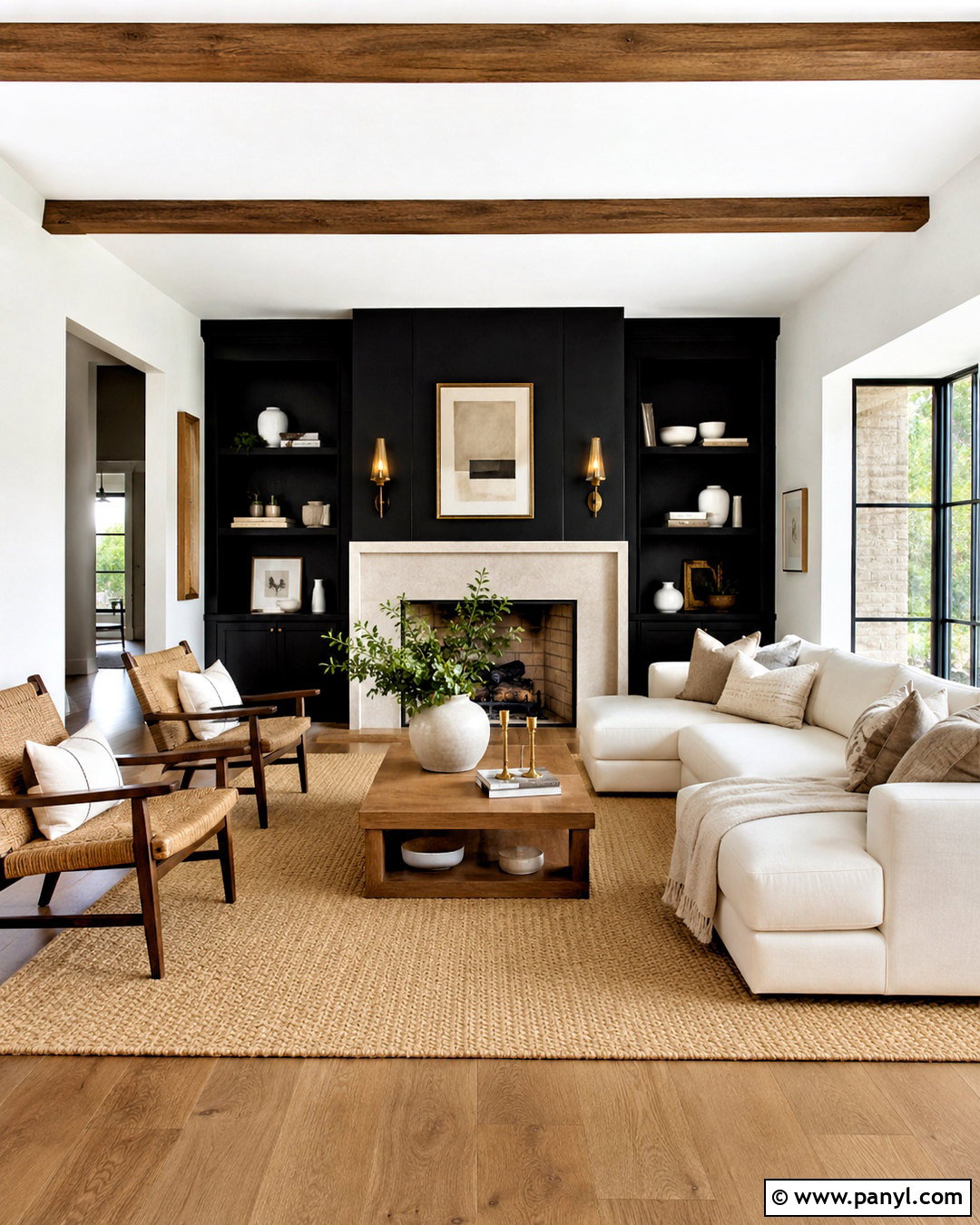 Black Fireplace Wall Living Room - 20 White Room With One Black Wall Ideas