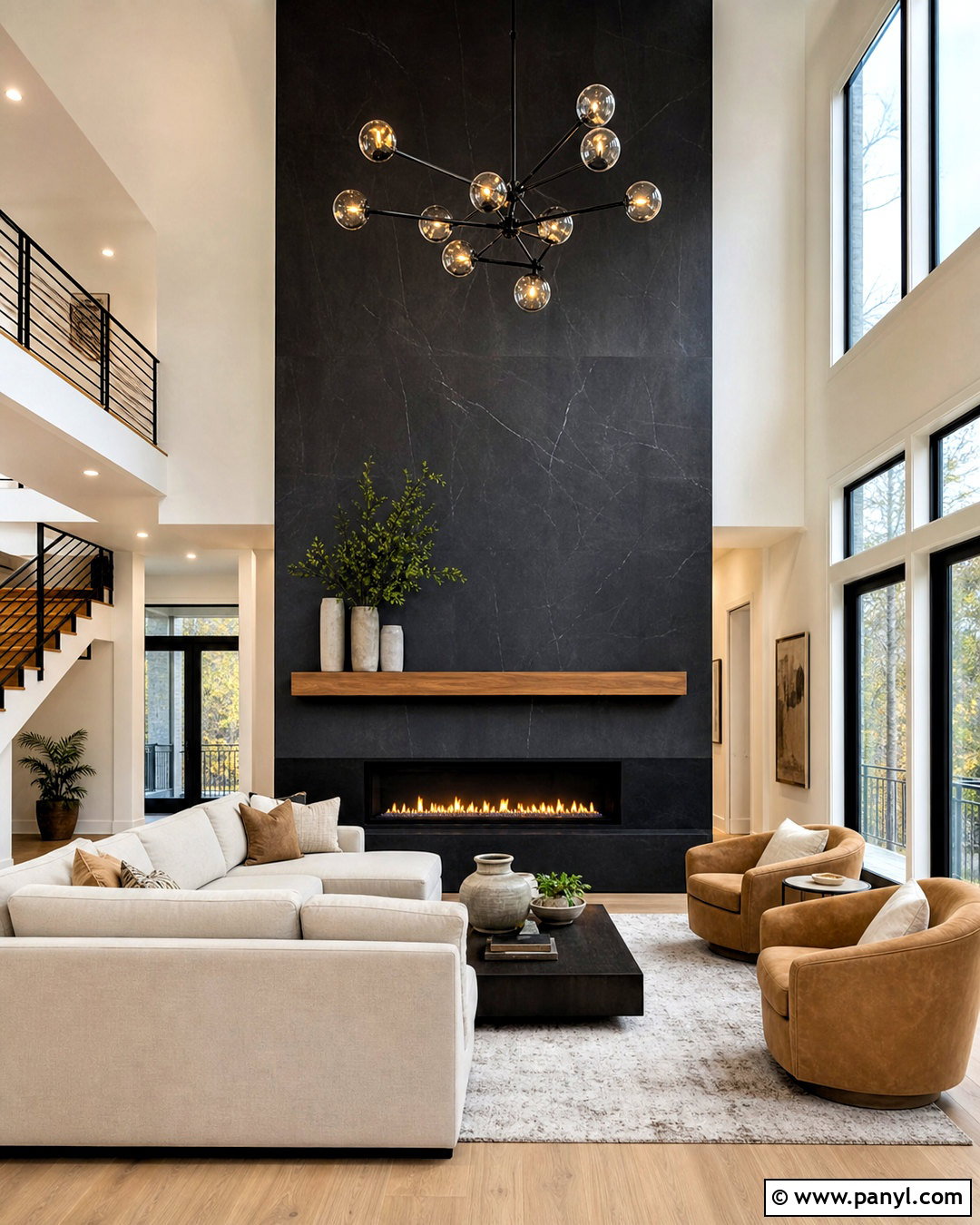 Black Fireplace Wall With High Ceilings - 20 tall fireplace wall high ceilings