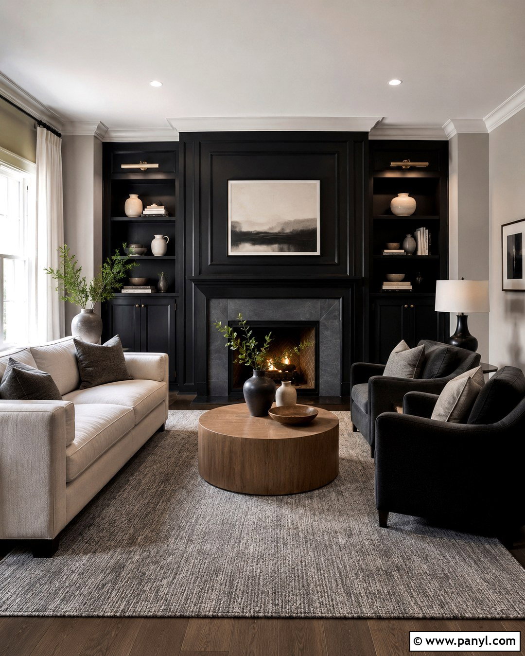 Black Fireplace Wall With Warm Grey Paint - 20 Black And Grey Wall Paint Ideas