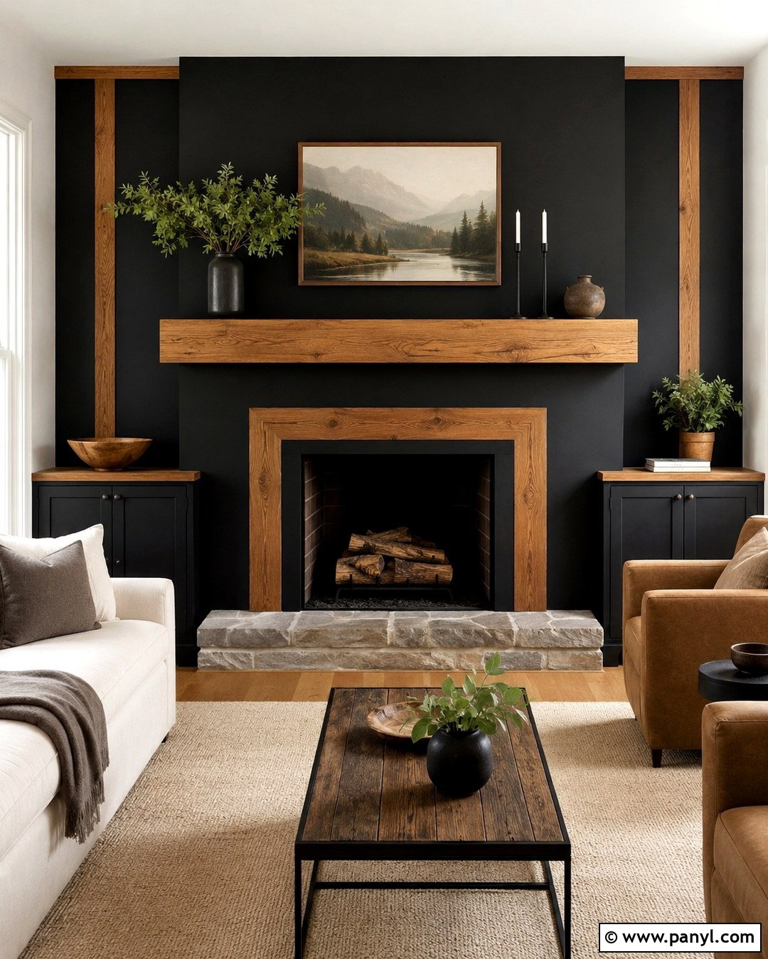 Black Fireplace Wall With Wood Trim - 20 Black Accent Wall With Wood Trim Ideas