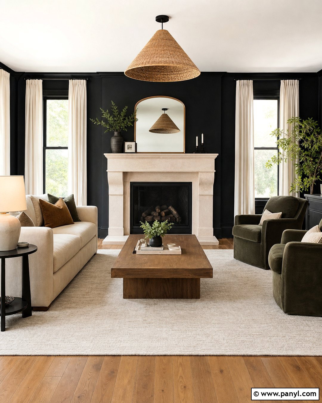Black Fireplace Wall - 20 Painting One Wall Black Ideas