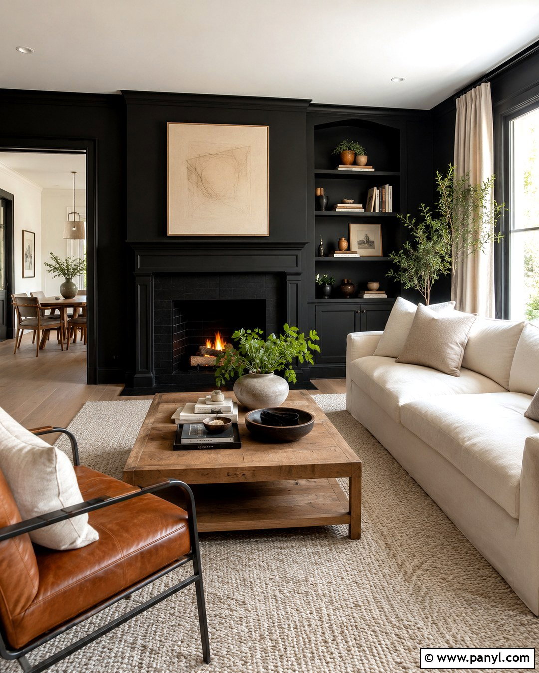 Black Fireplace With Black Walls - 20 Black Paint Fireplace Ideas