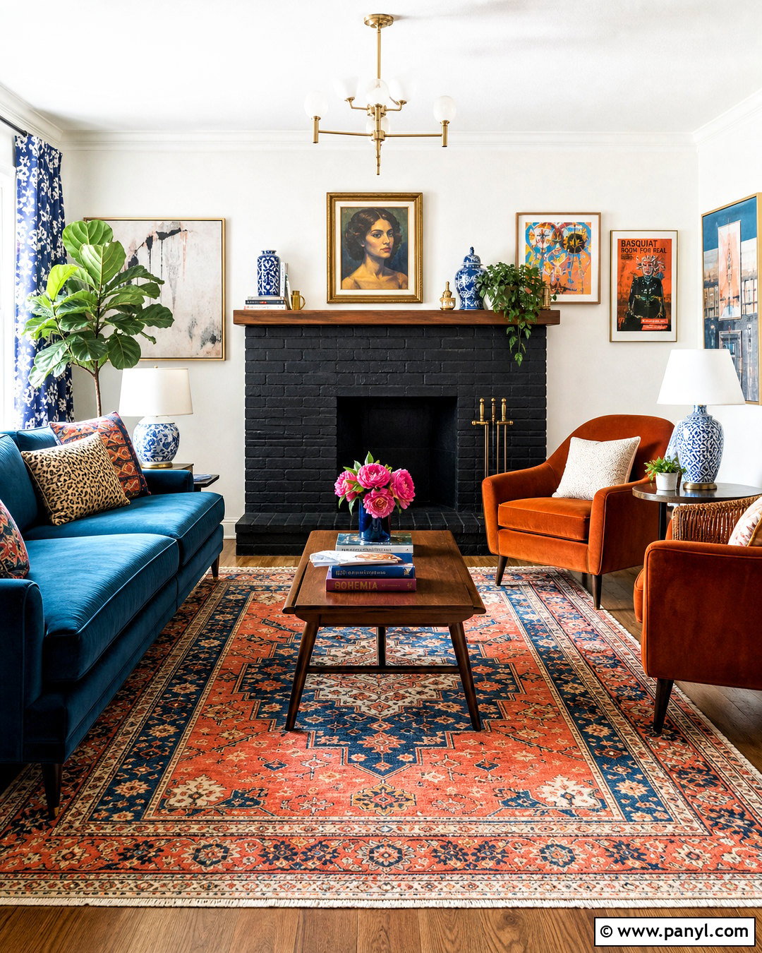 Black Fireplace With Colorful Decor - 20 living room with black fireplace ideas