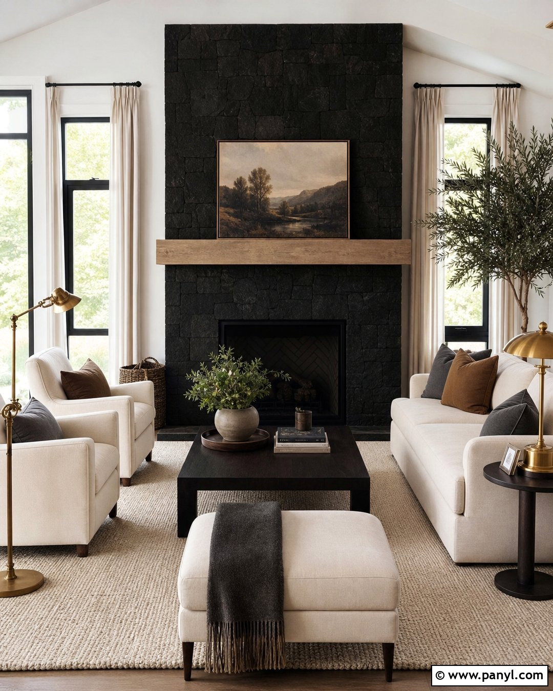 Black Fireplace With Cream Furniture - 35 Black Fireplace White Walls
