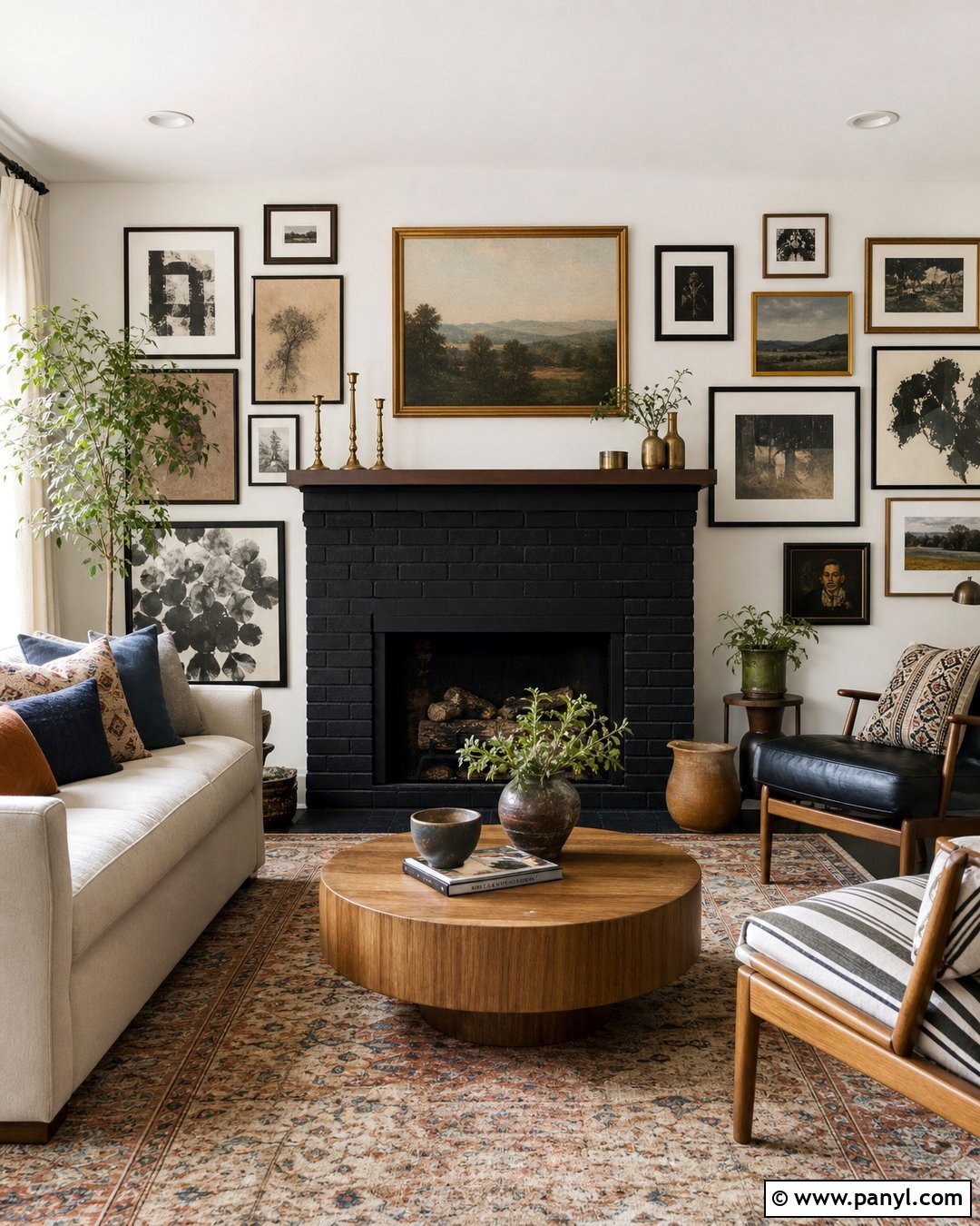 Black Fireplace With Gallery Wall - 35 Black Fireplace White Walls