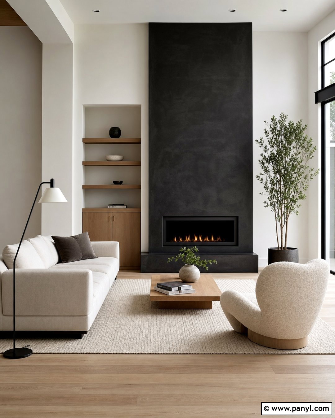 Black Fireplace With Minimal Decor - 35 Black Fireplace White Walls