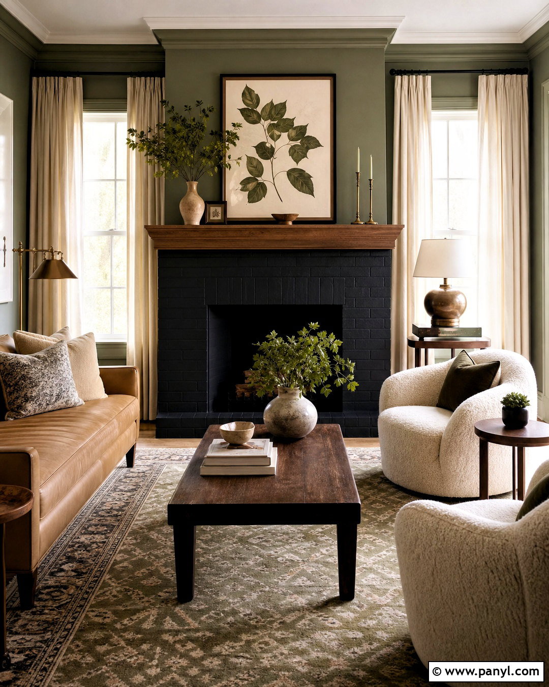 Black Fireplace With Sage Green Walls - 20 living room with black fireplace ideas