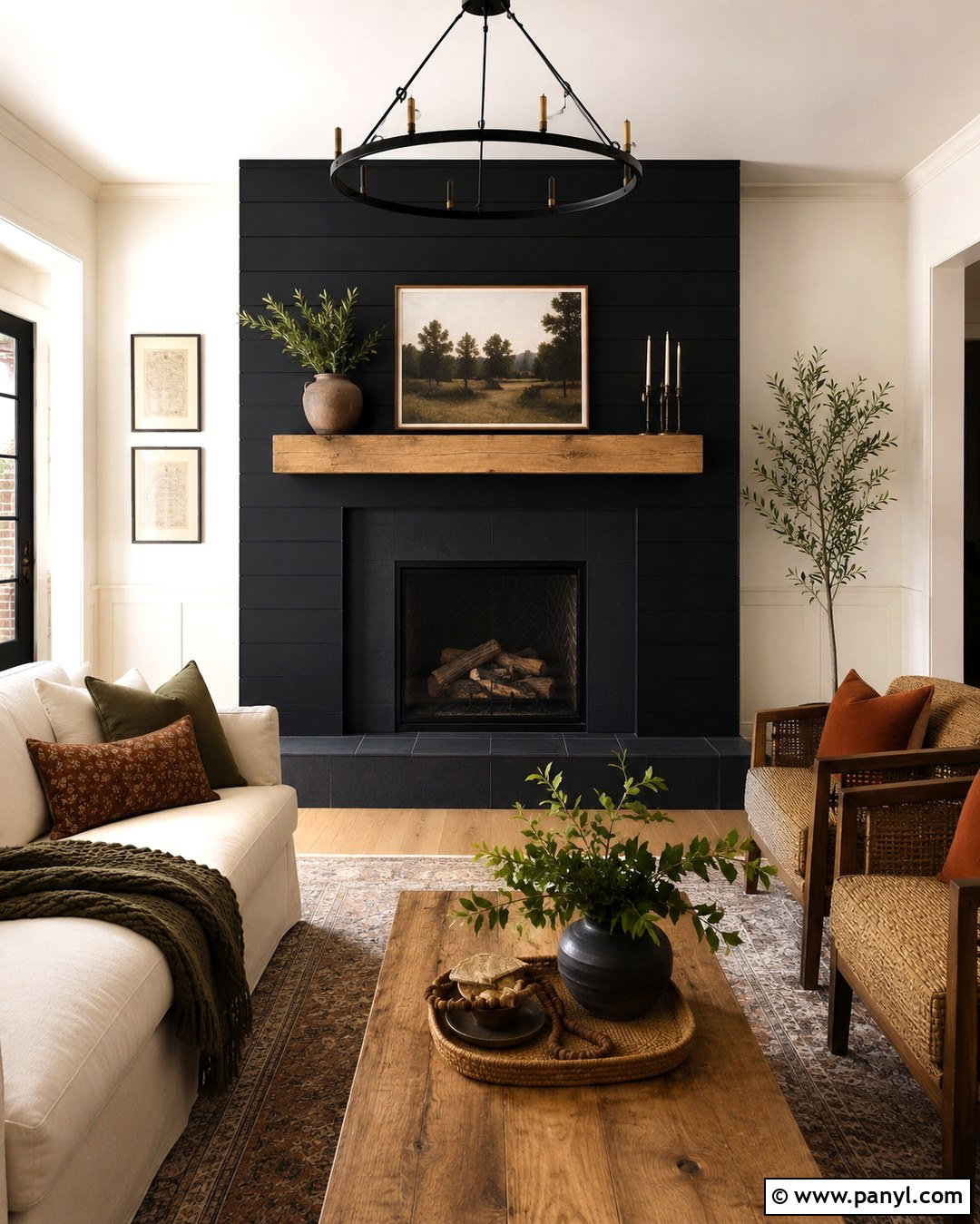 Black Fireplace With Shiplap - 20 Black Paint Fireplace Ideas