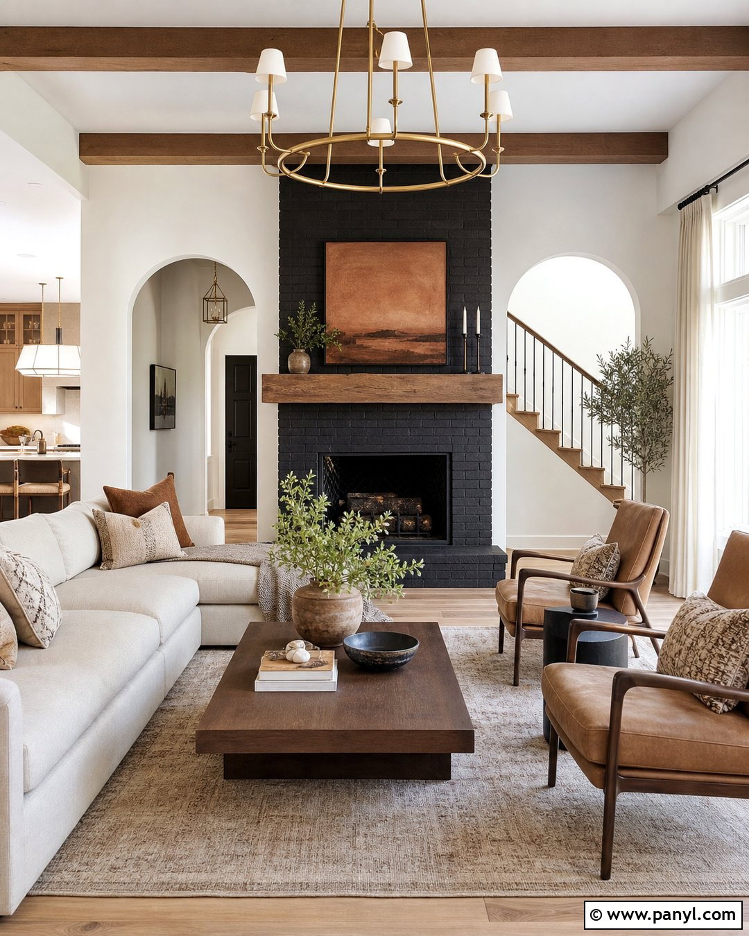 Black Fireplace With Warm White Walls - 35 Black Fireplace White Walls