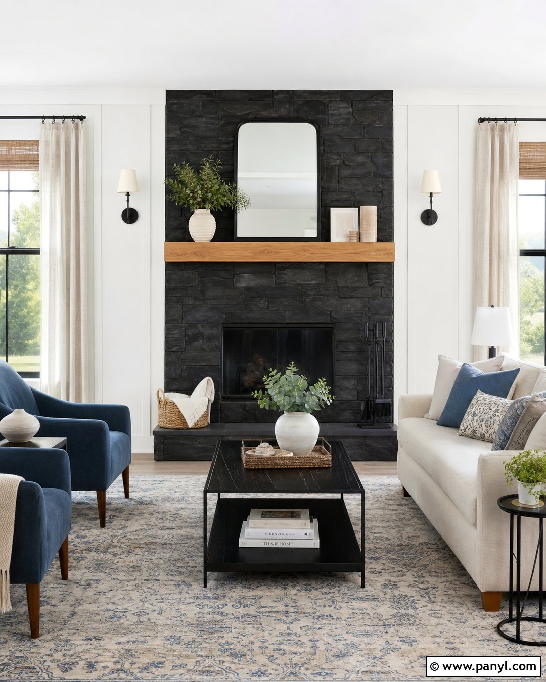 Black Fireplace With White Board And Batten - 35 Black Fireplace White Walls