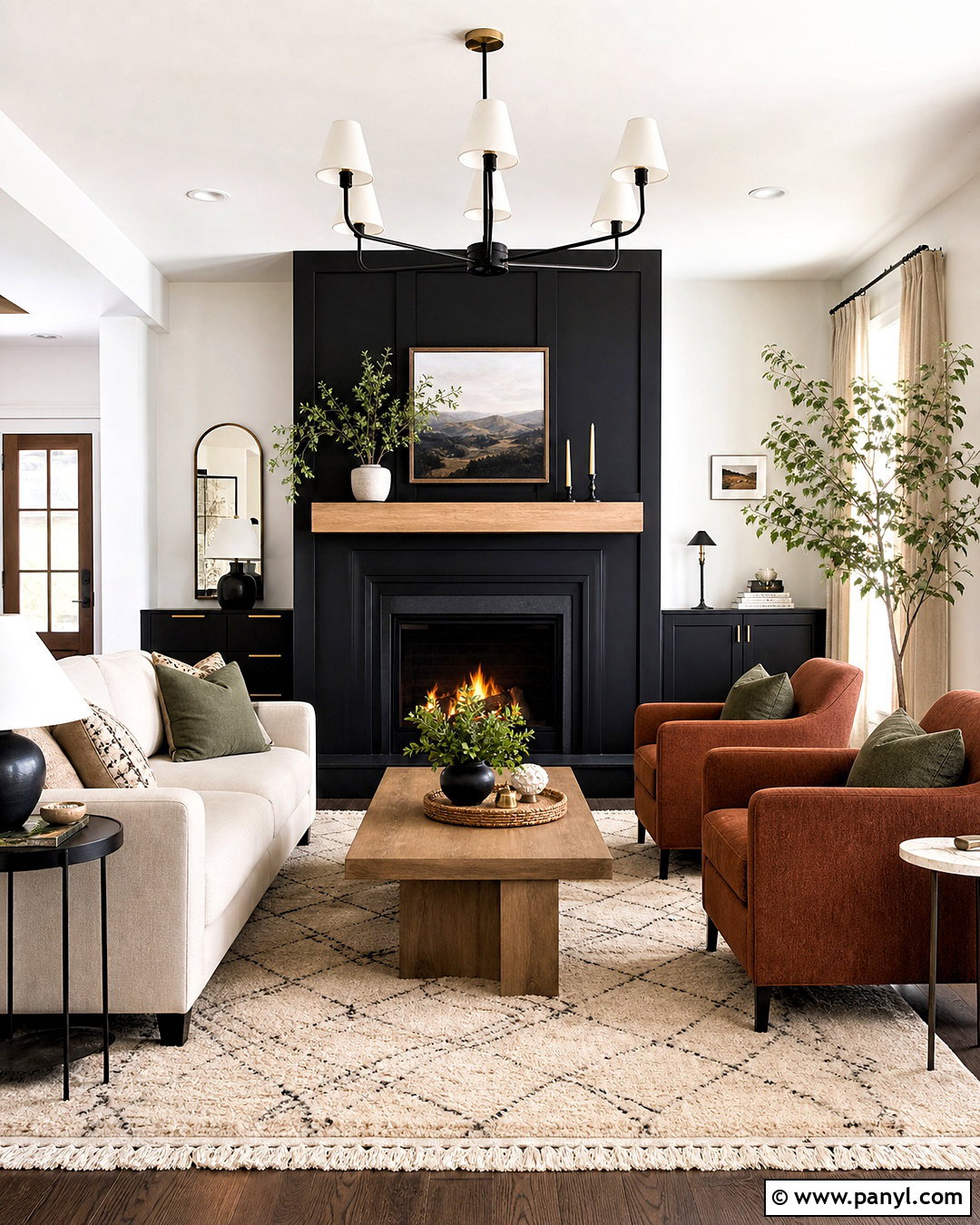 Black Fireplace With White Oak Mantel - 20 living room with black fireplace ideas