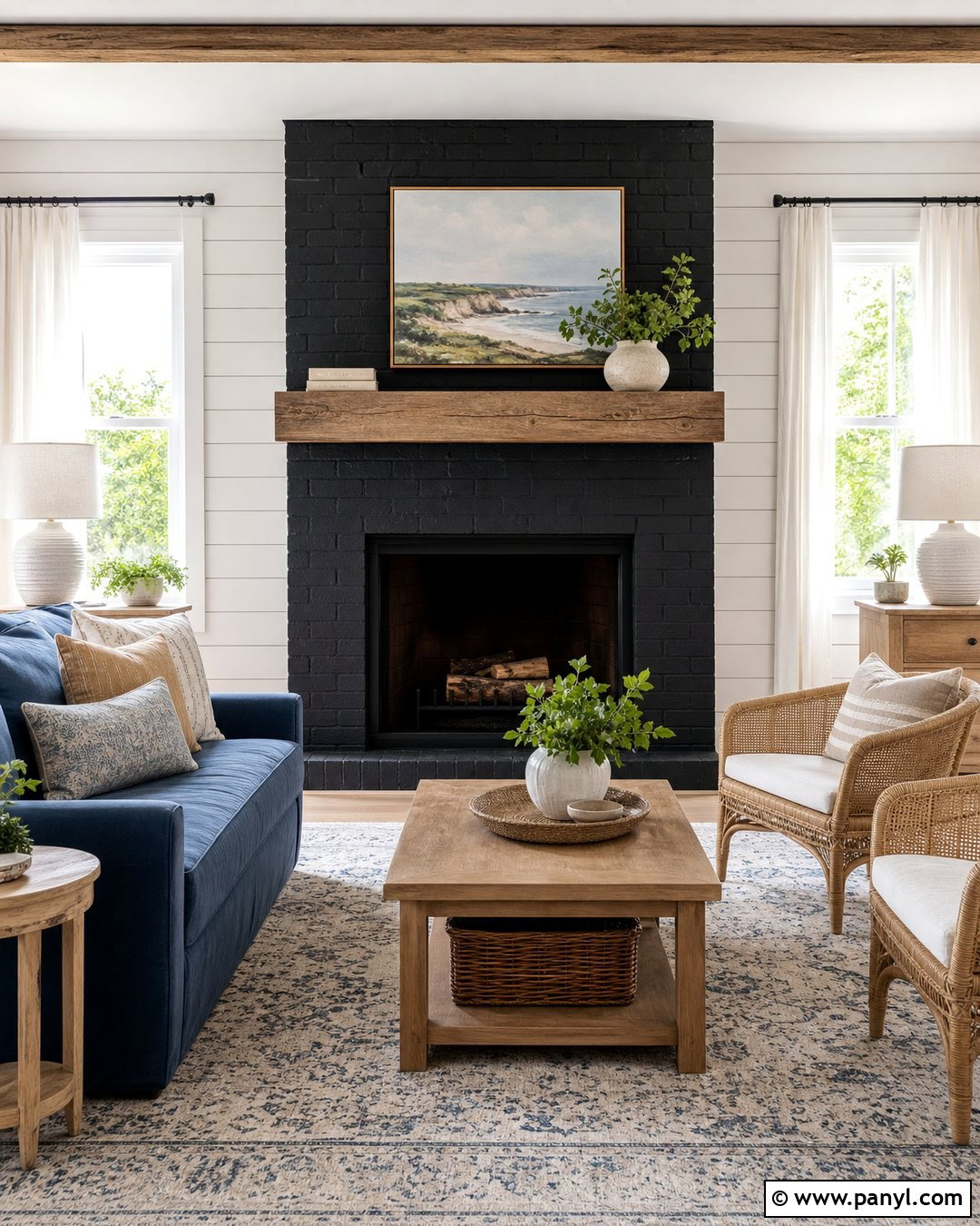 Black Fireplace With White Shiplap Walls - 35 Black Fireplace White Walls