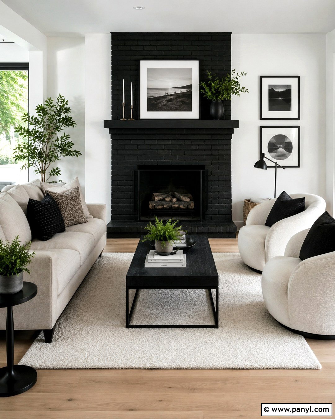 Black Fireplace With White Walls - 20 Black Paint Fireplace Ideas