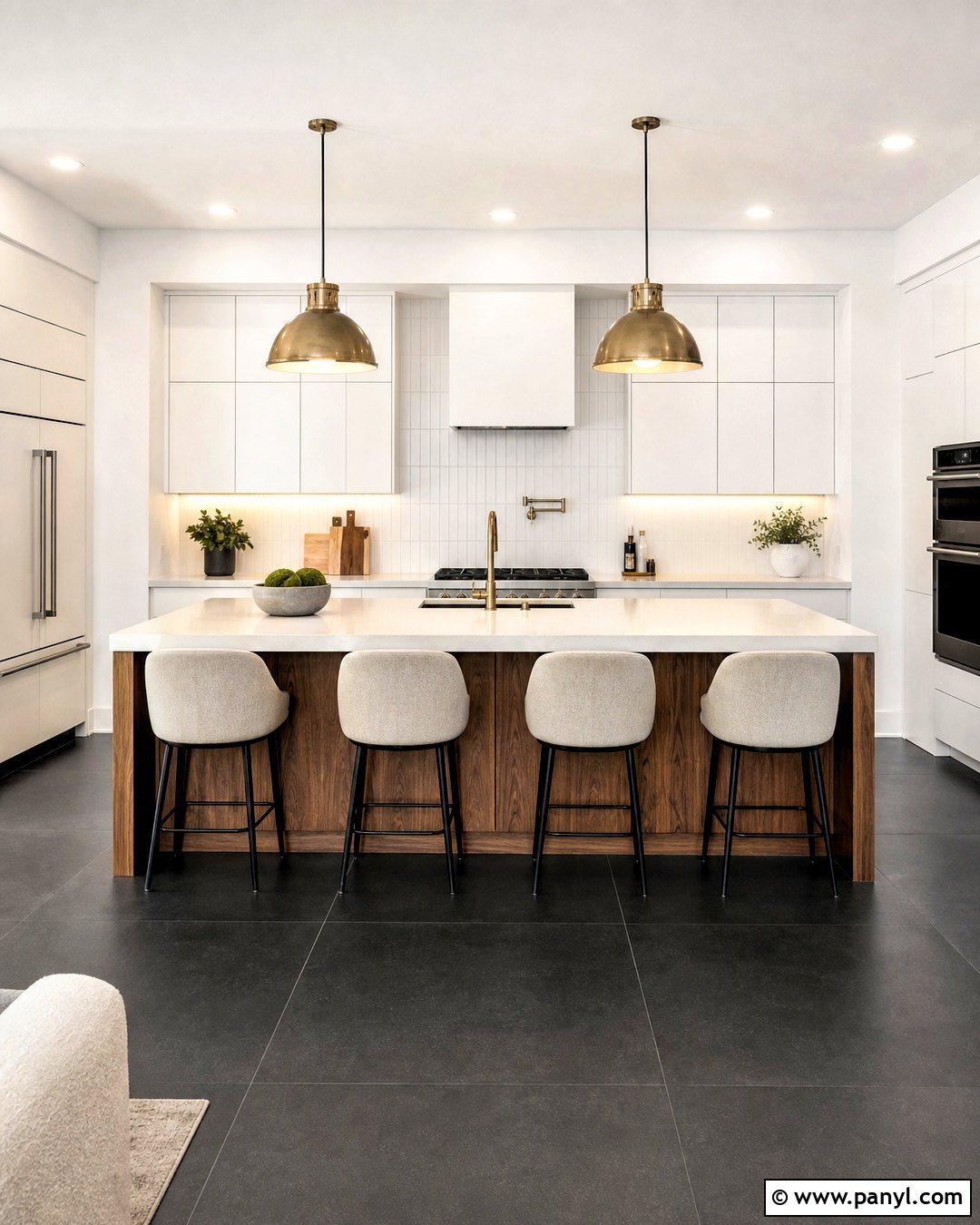 Black Floor White Wall Modern Kitchen - 20 dark floors light walls