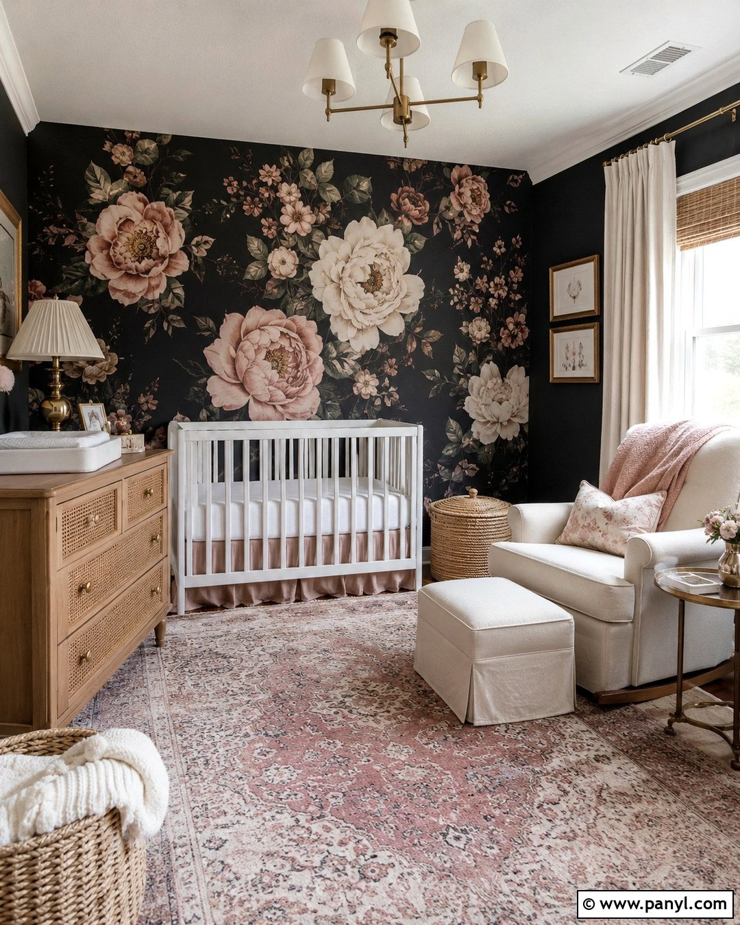 Black Floral Nursery Wallpaper - 20 Black Nursery Wall Ideas