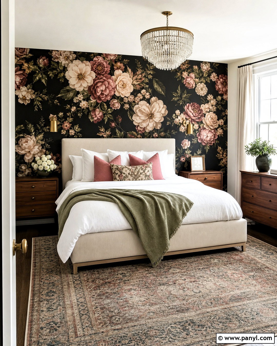 Black Floral Wallpaper Bedroom - 20 black accent wall bedroom ideas