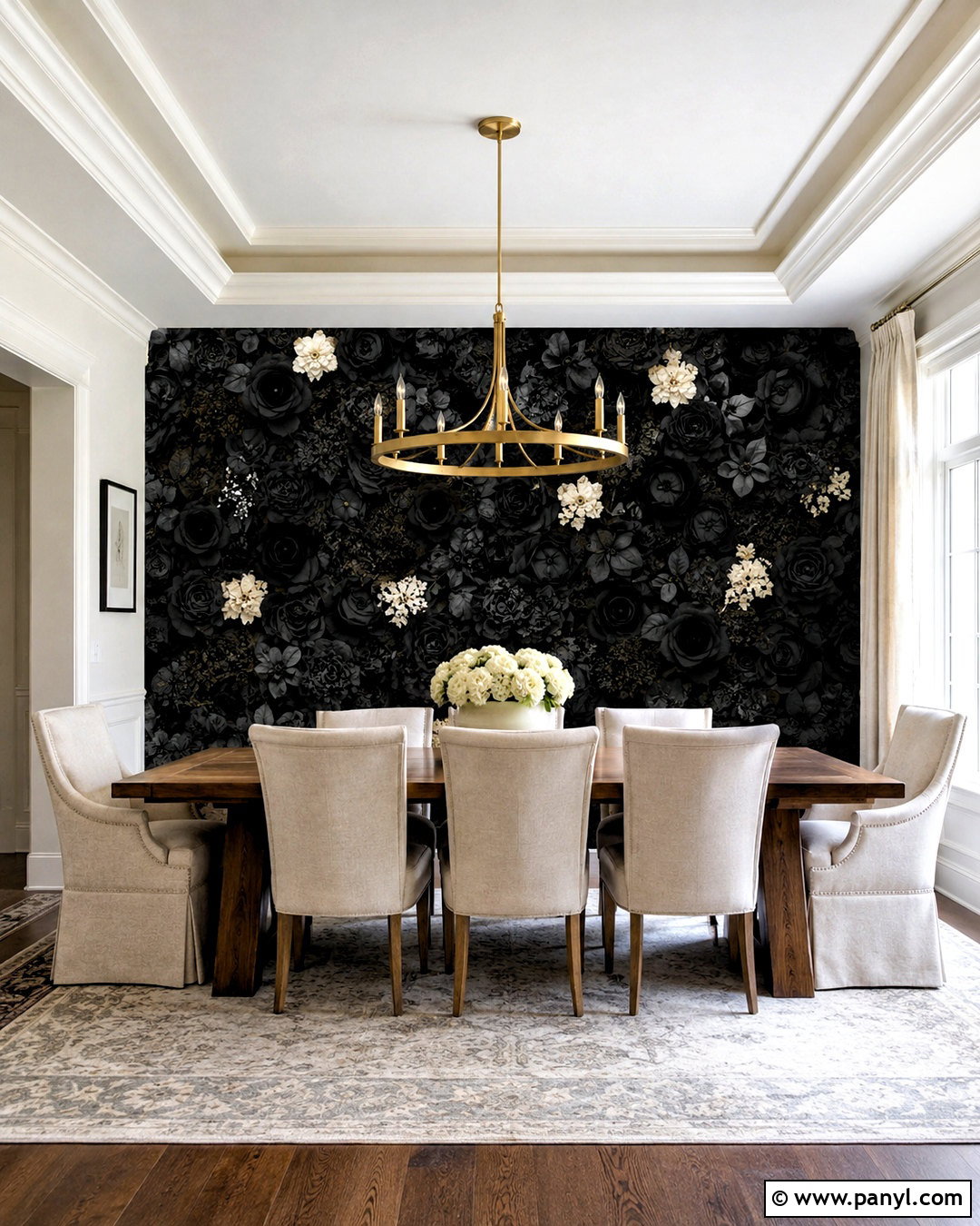 Black Flower Wall Dining Room - 20 black flower wall ideas